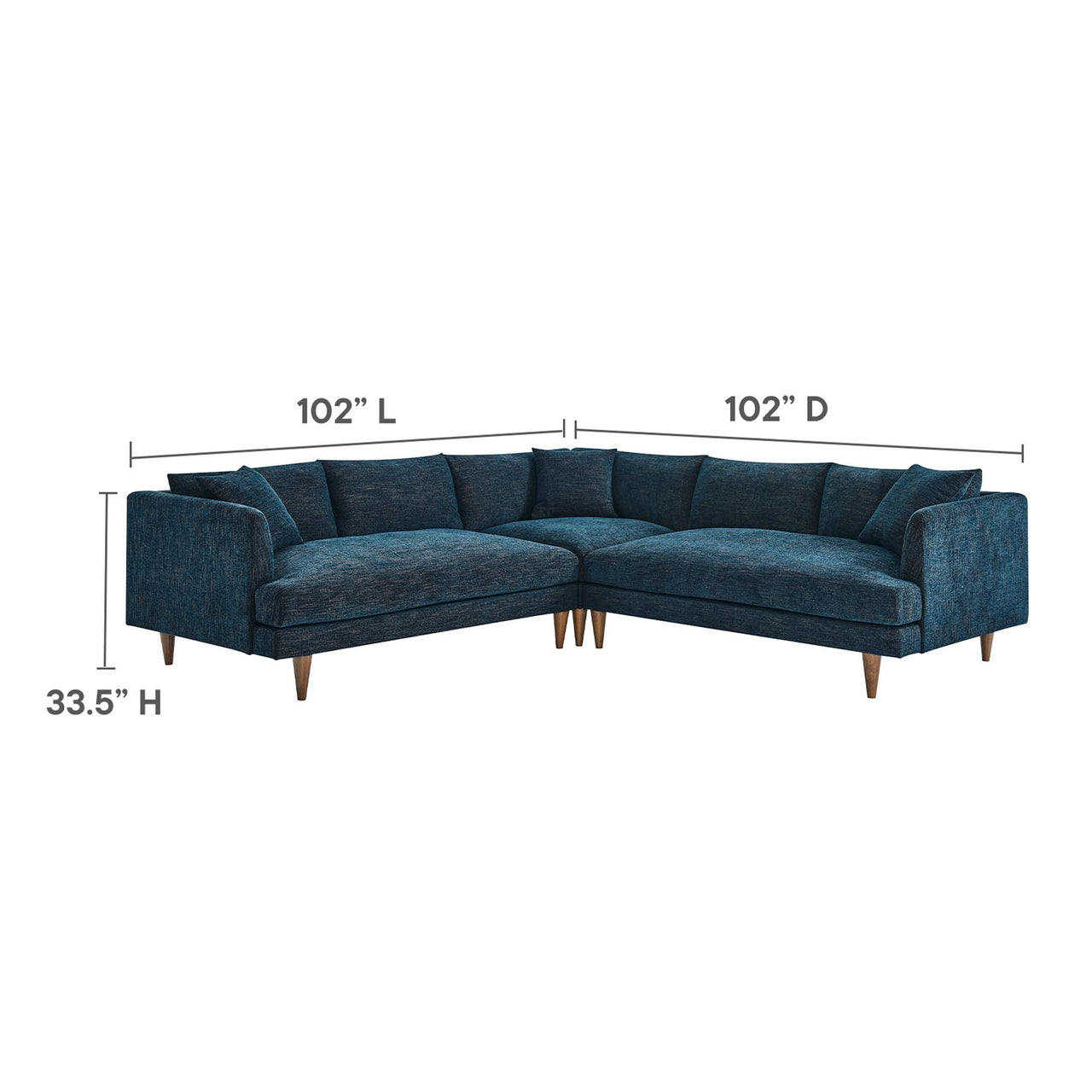Noema 3-Piece Cloudblend Corner Sectional, Azure
