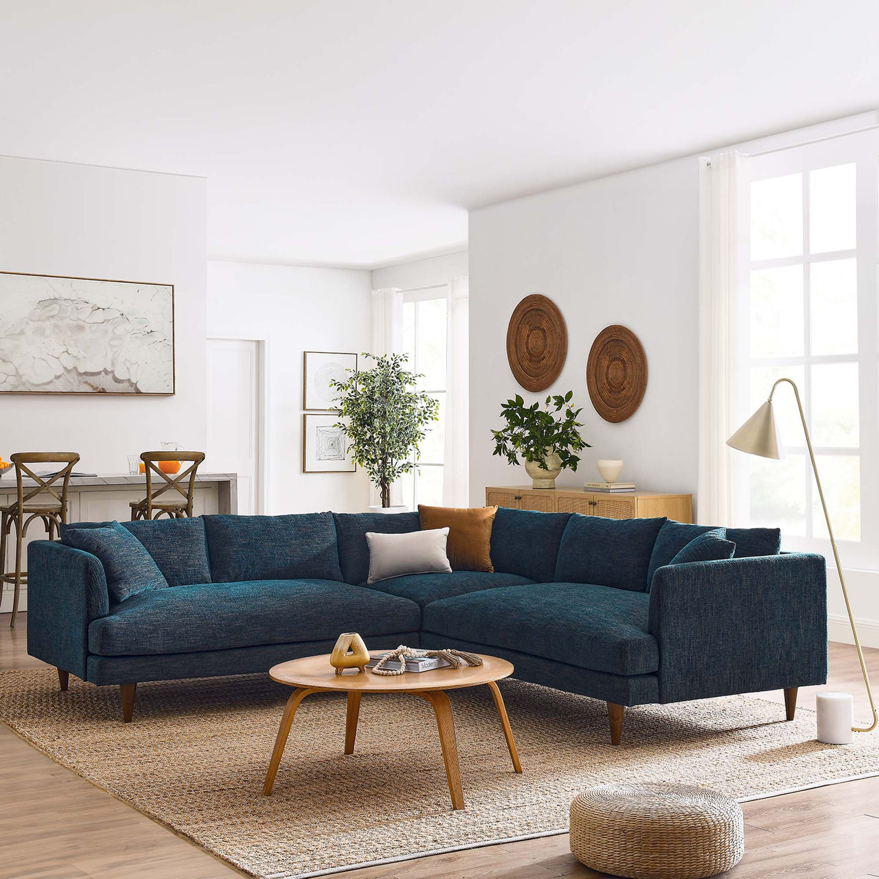 Noema 3-Piece Cloudblend Corner Sectional, Azure