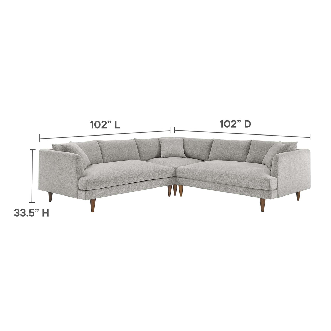Noema 3-Piece Cloudblend Corner Sectional, Light Gray