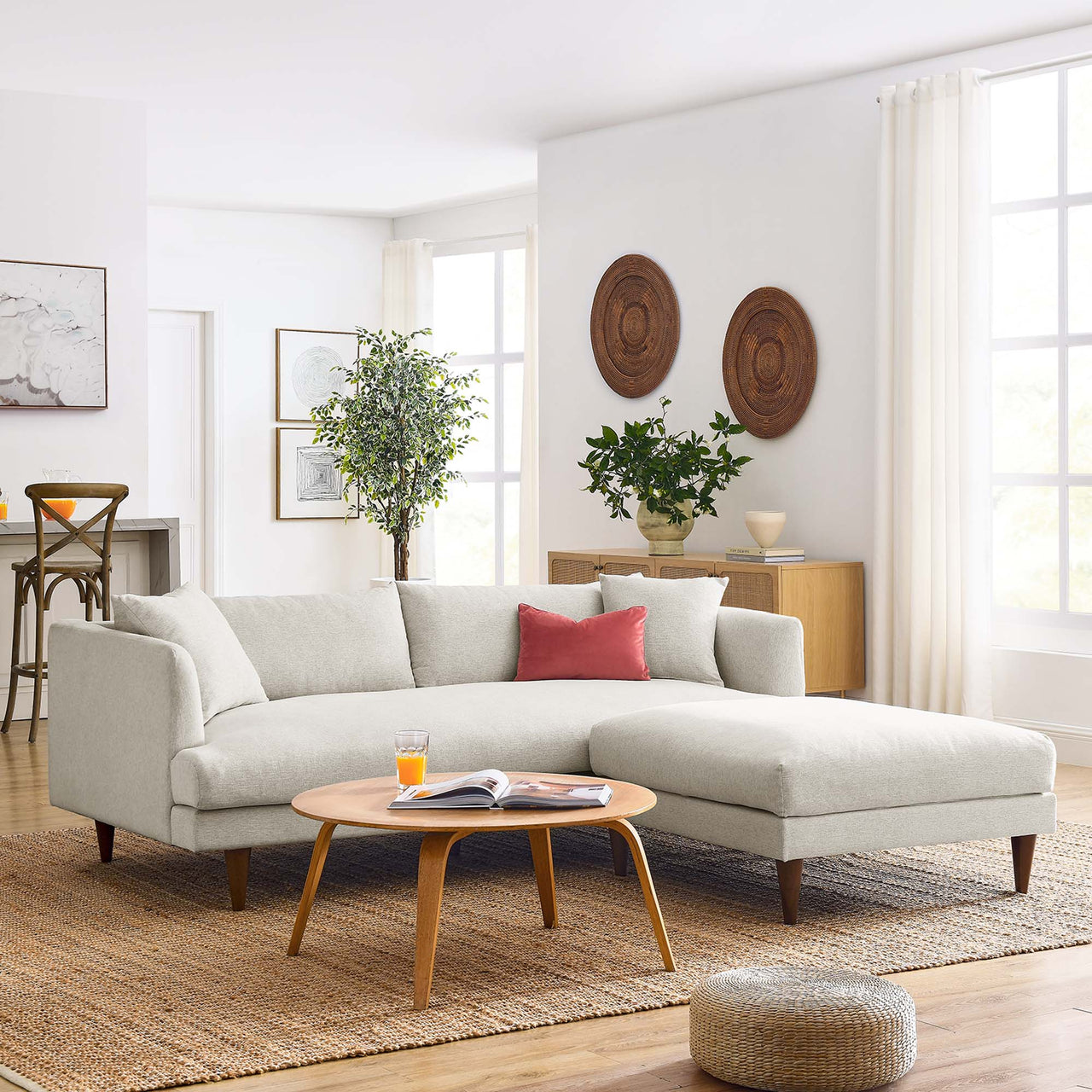 Noema Cloudblend Sofa & Ottoman Sectional, Ivory