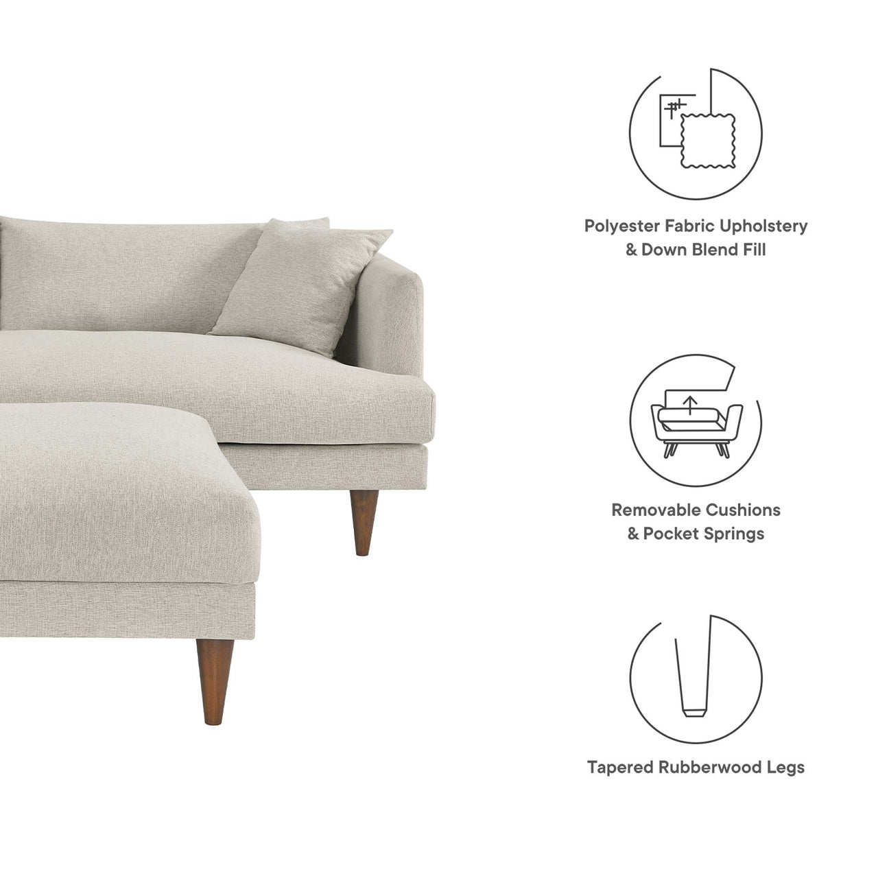 Noema Cloudblend Sofa & Ottoman Sectional, Ivory