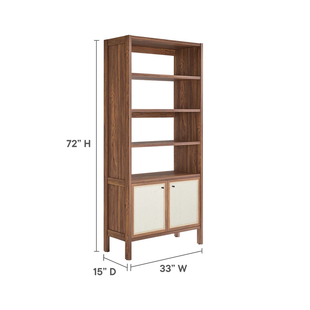 Embria 4-Shelf Bookcase, Walnut
