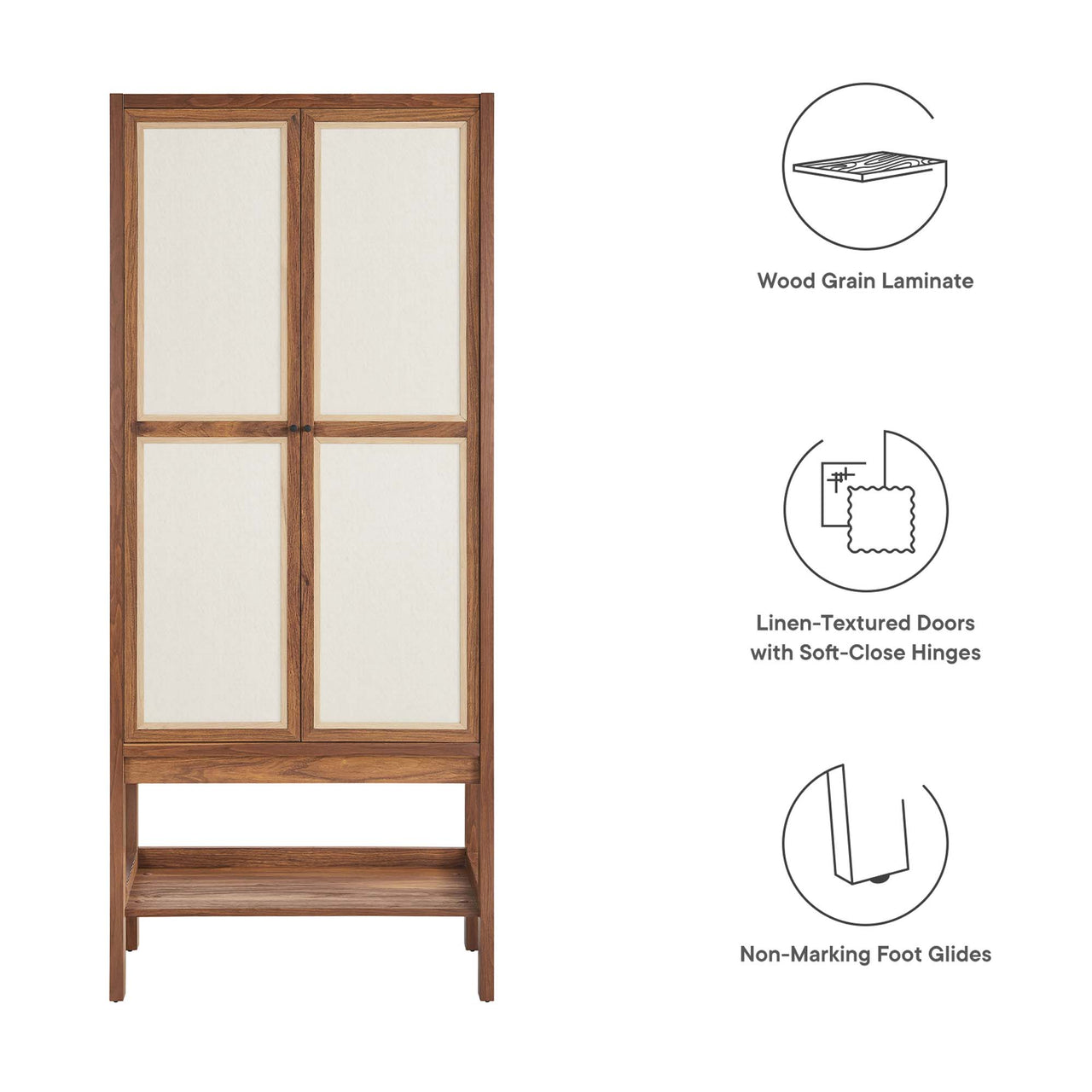 Embria Tall Standing Storage Cabinet, Walnut