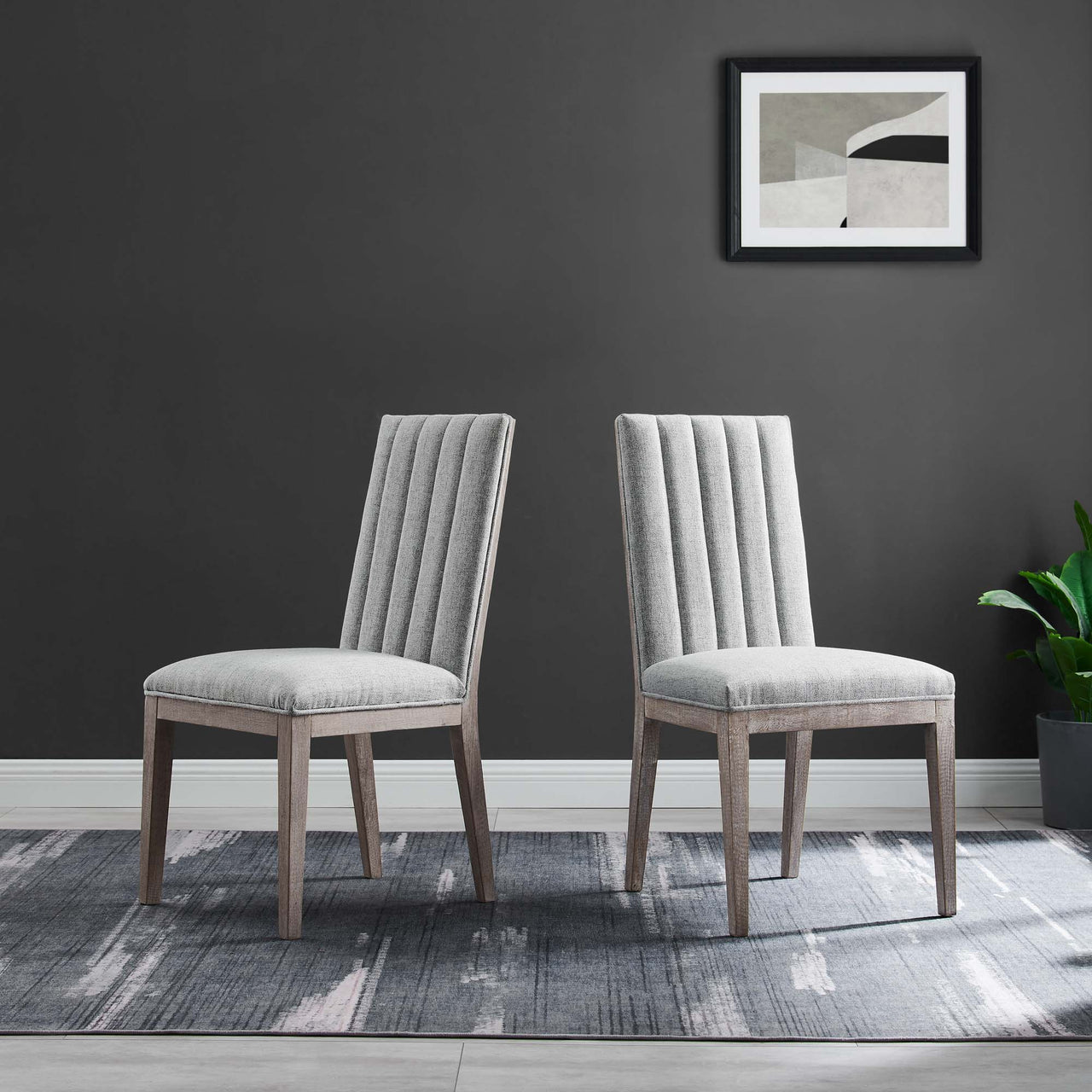 Auriselle Linenette Dining Chair Set of 2, Light Gray