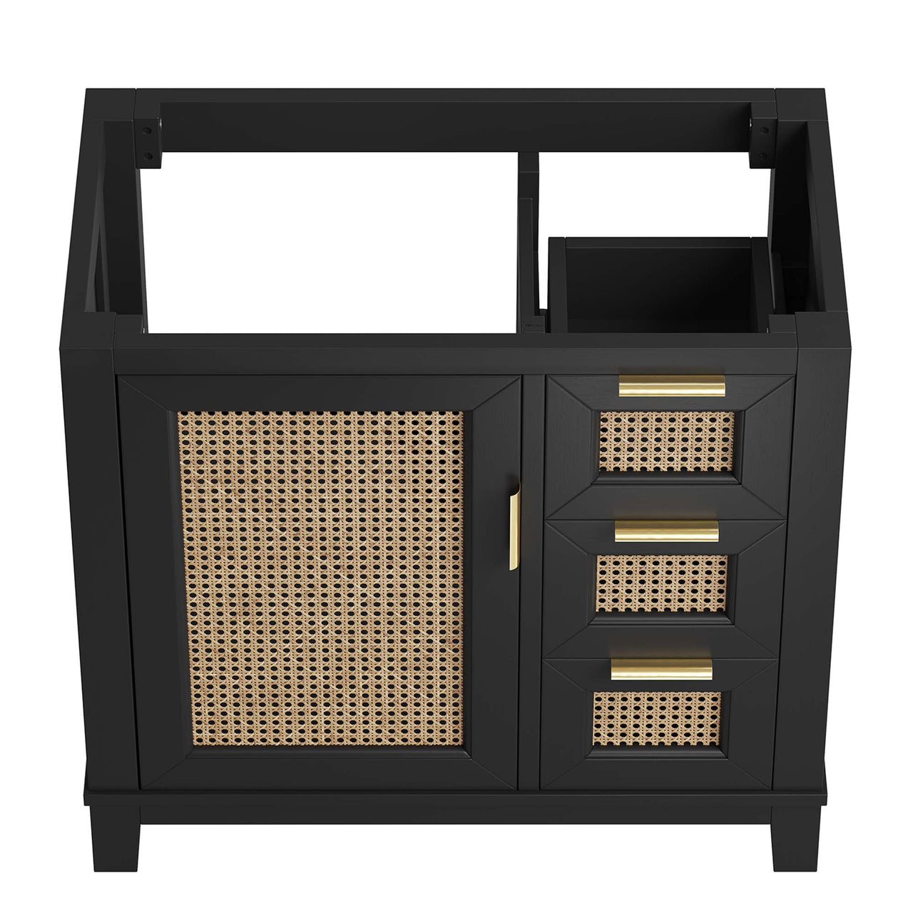 Mahoni Vanity Base with Storage, Large, Black