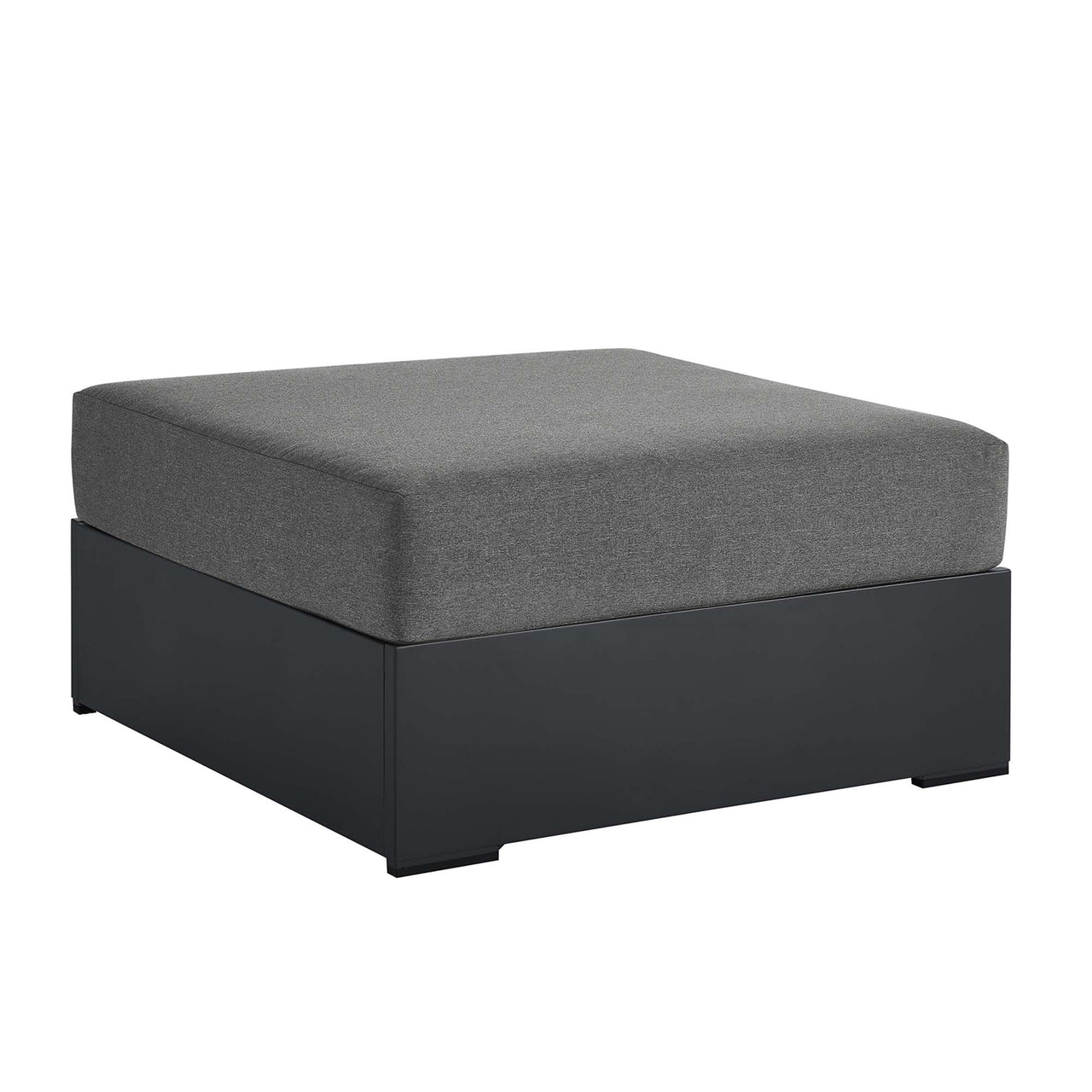 Tahlor Alfresco Powder-Coated Aluminum Ottoman | Outdoor Modular Sectional Component, Gray & Charcoal