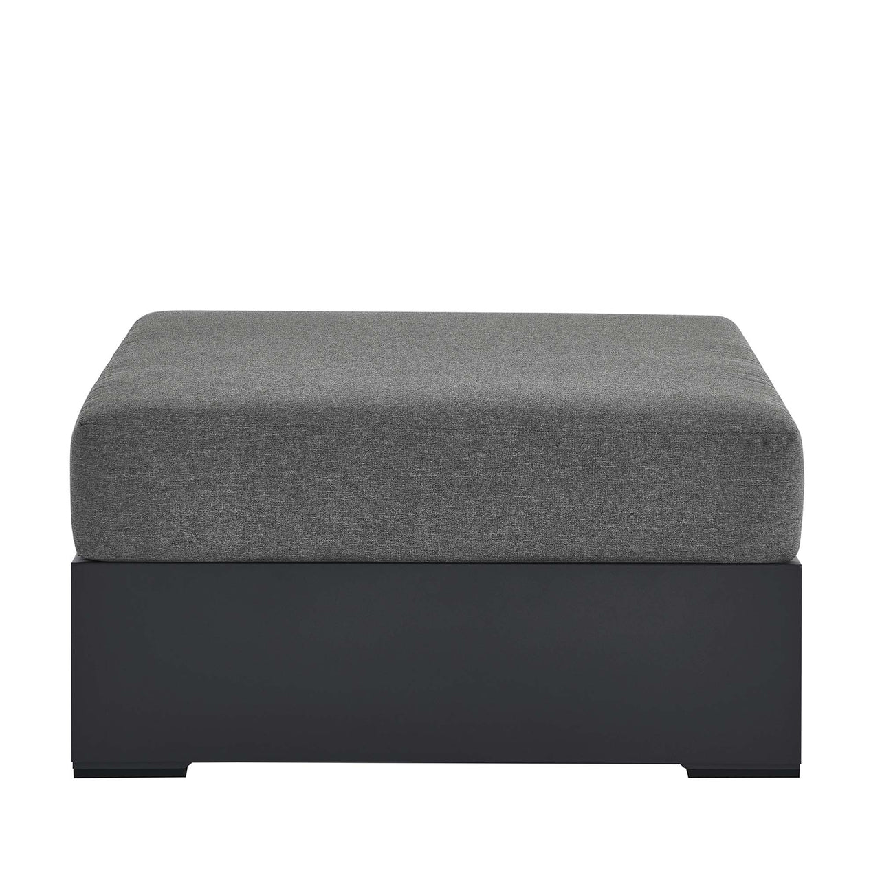 Tahlor Alfresco Powder-Coated Aluminum Ottoman | Outdoor Modular Sectional Component, Gray & Charcoal