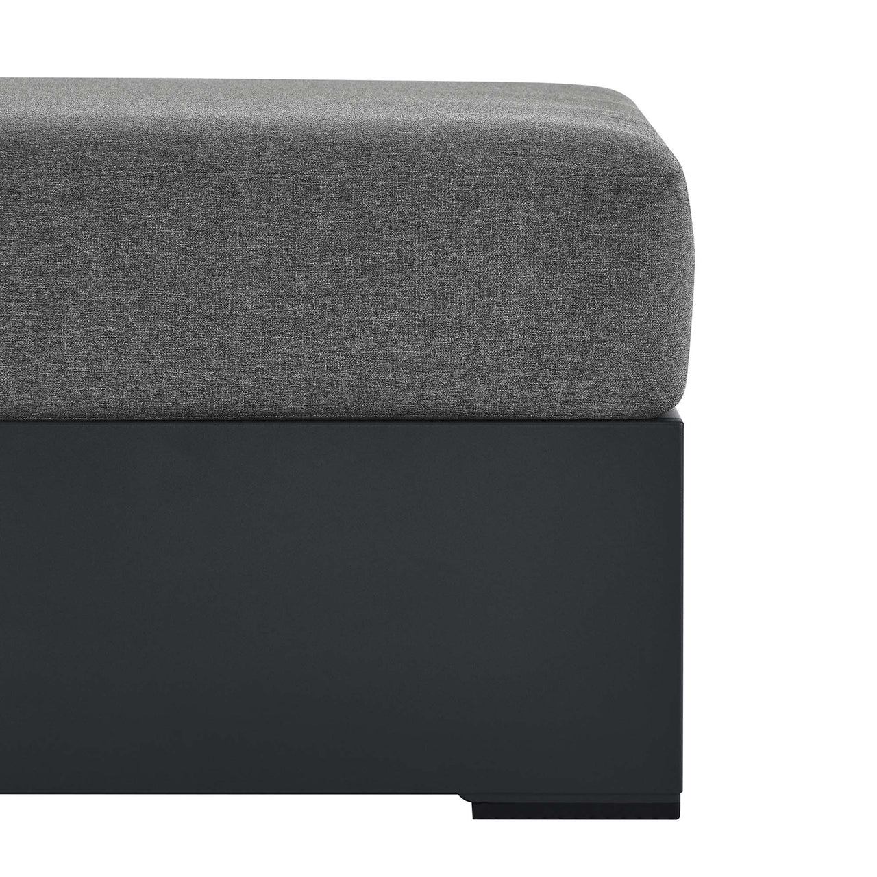 Tahlor Alfresco Powder-Coated Aluminum Ottoman | Outdoor Modular Sectional Component, Gray & Charcoal