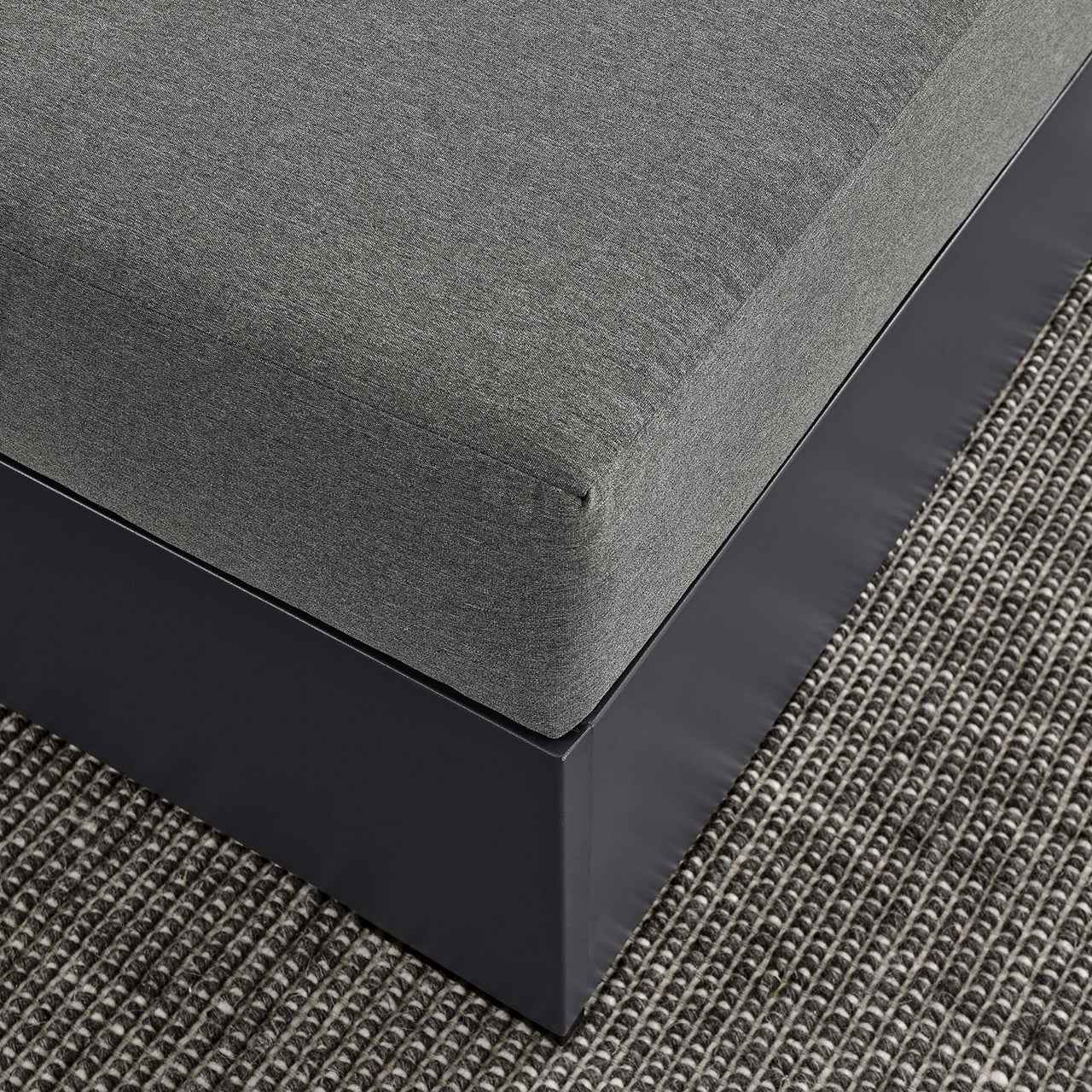 Tahlor Alfresco Powder-Coated Aluminum Ottoman | Outdoor Modular Sectional Component, Gray & Charcoal