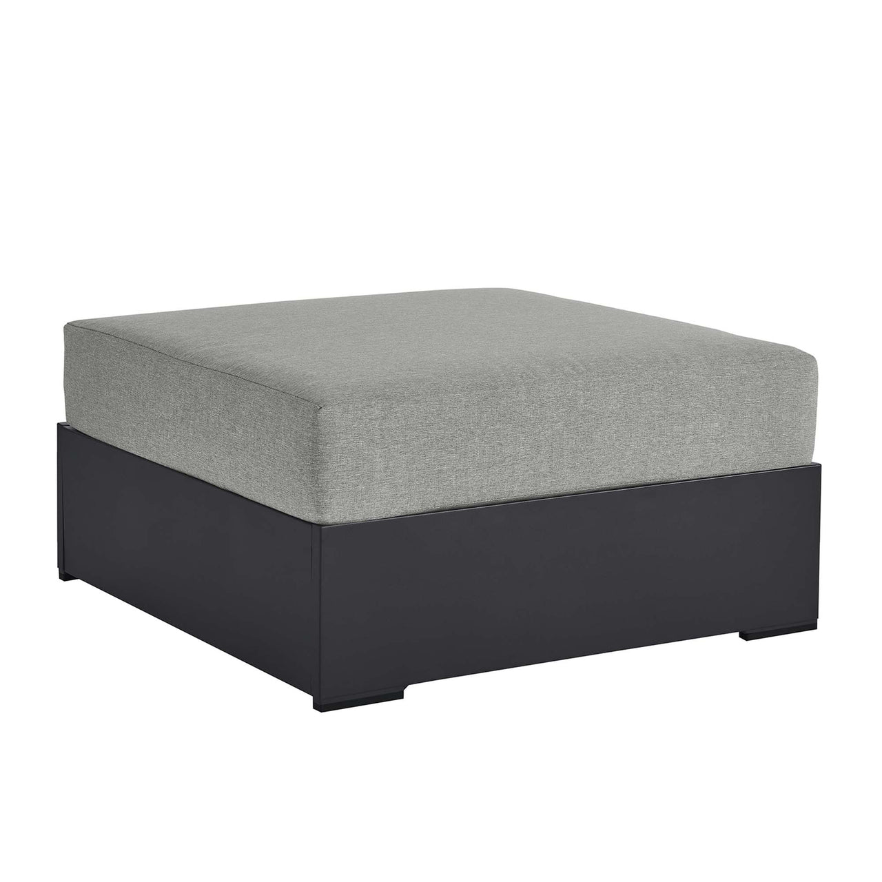 Tahlor Alfresco Powder-Coated Aluminum Ottoman | Outdoor Modular Sectional Component, Gray