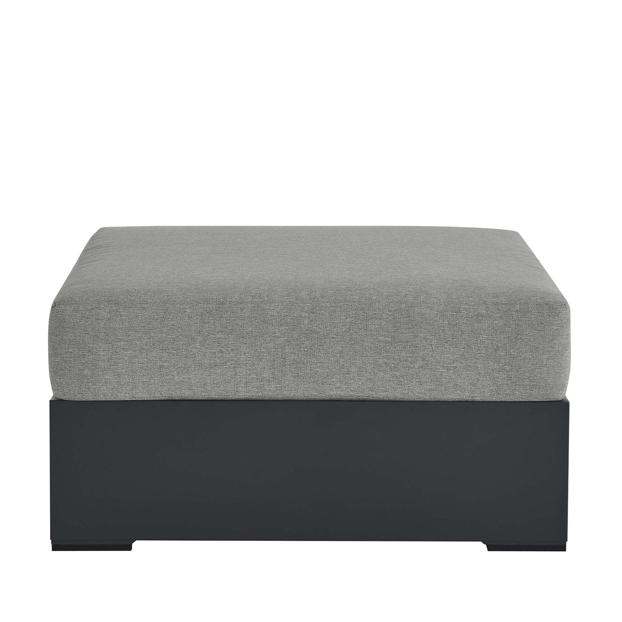 Tahlor Alfresco Powder-Coated Aluminum Ottoman | Outdoor Modular Sectional Component, Gray