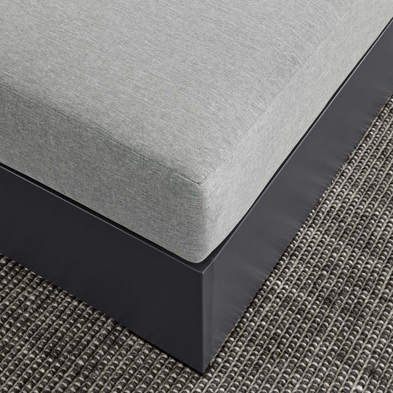 Tahlor Alfresco Powder-Coated Aluminum Ottoman | Outdoor Modular Sectional Component, Gray