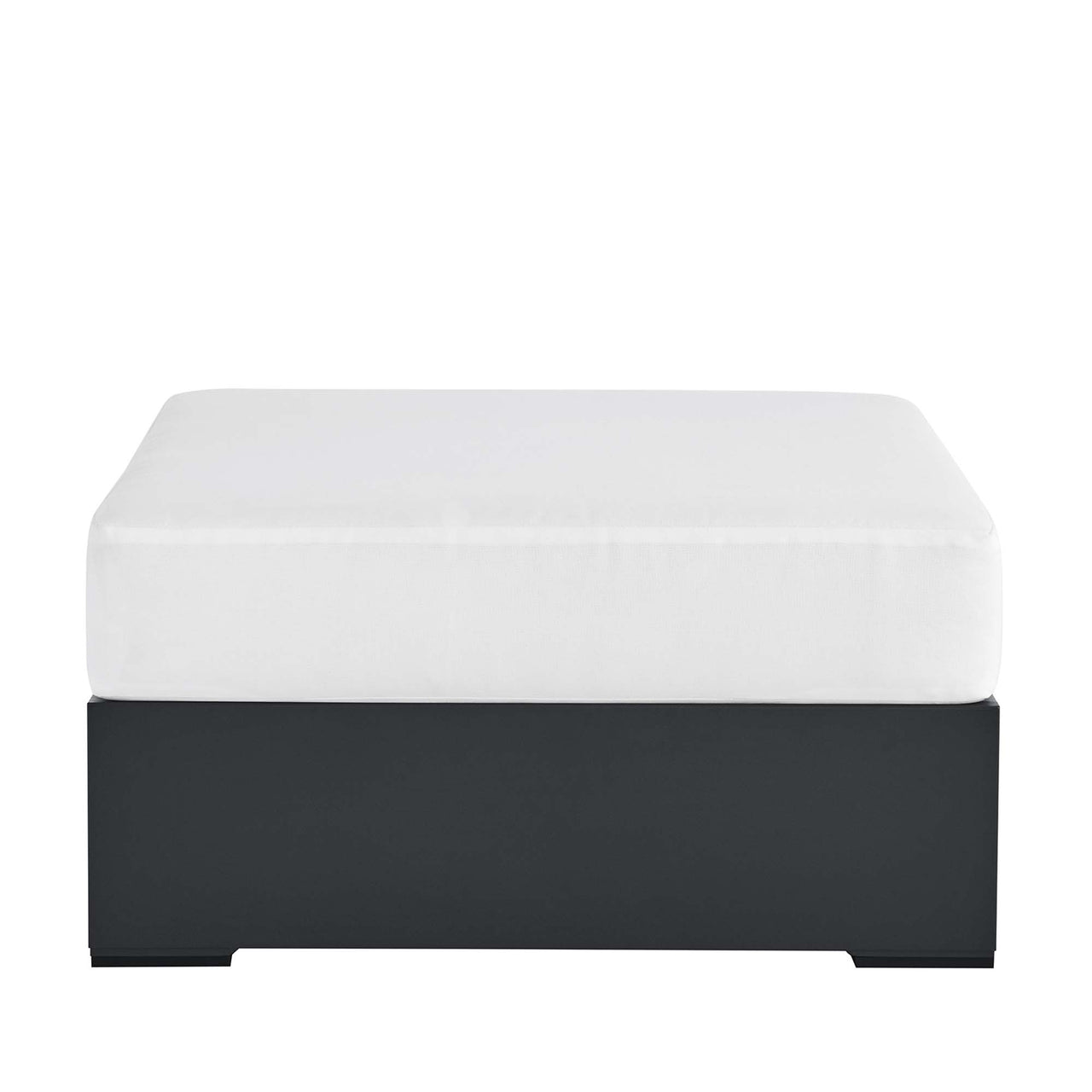 Tahlor Alfresco Powder-Coated Aluminum Ottoman | Outdoor Modular Sectional Component, Gray & White