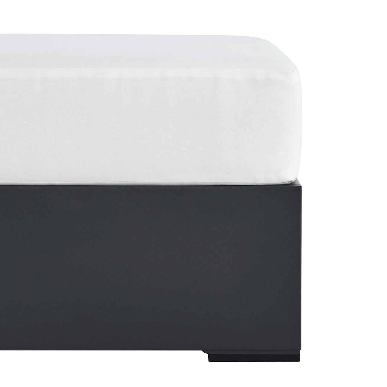 Tahlor Alfresco Powder-Coated Aluminum Ottoman | Outdoor Modular Sectional Component, Gray & White