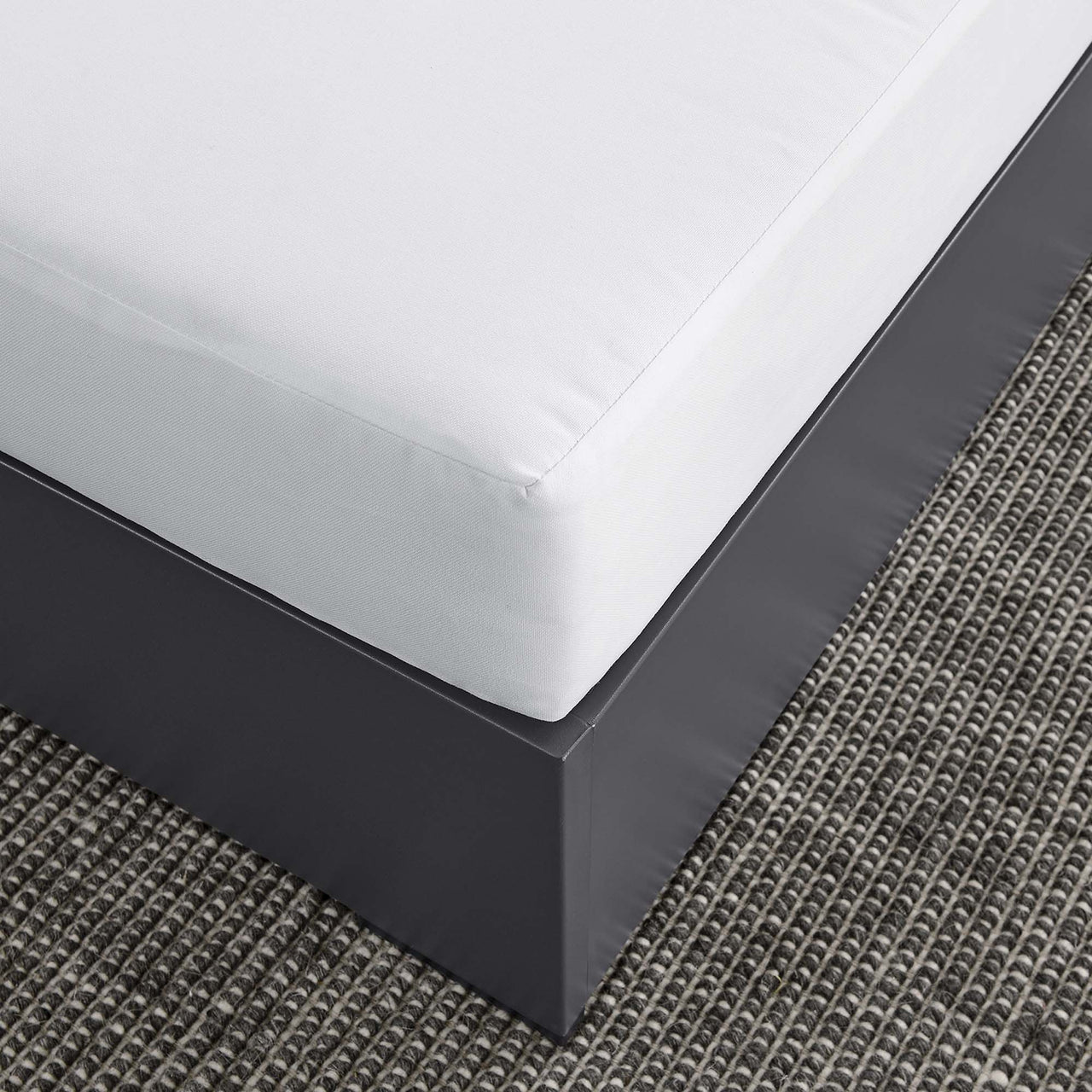 Tahlor Alfresco Powder-Coated Aluminum Ottoman | Outdoor Modular Sectional Component, Gray & White