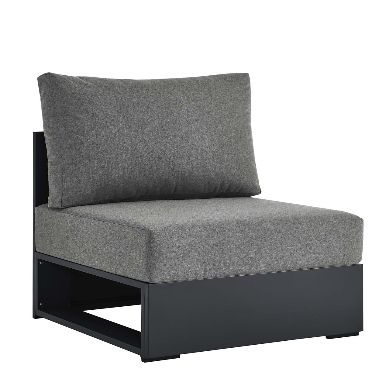 Tahlor Alfresco Powder-Coated Aluminum Armless Chair | Outdoor Modular Sectional Component, Gray & Charcoal