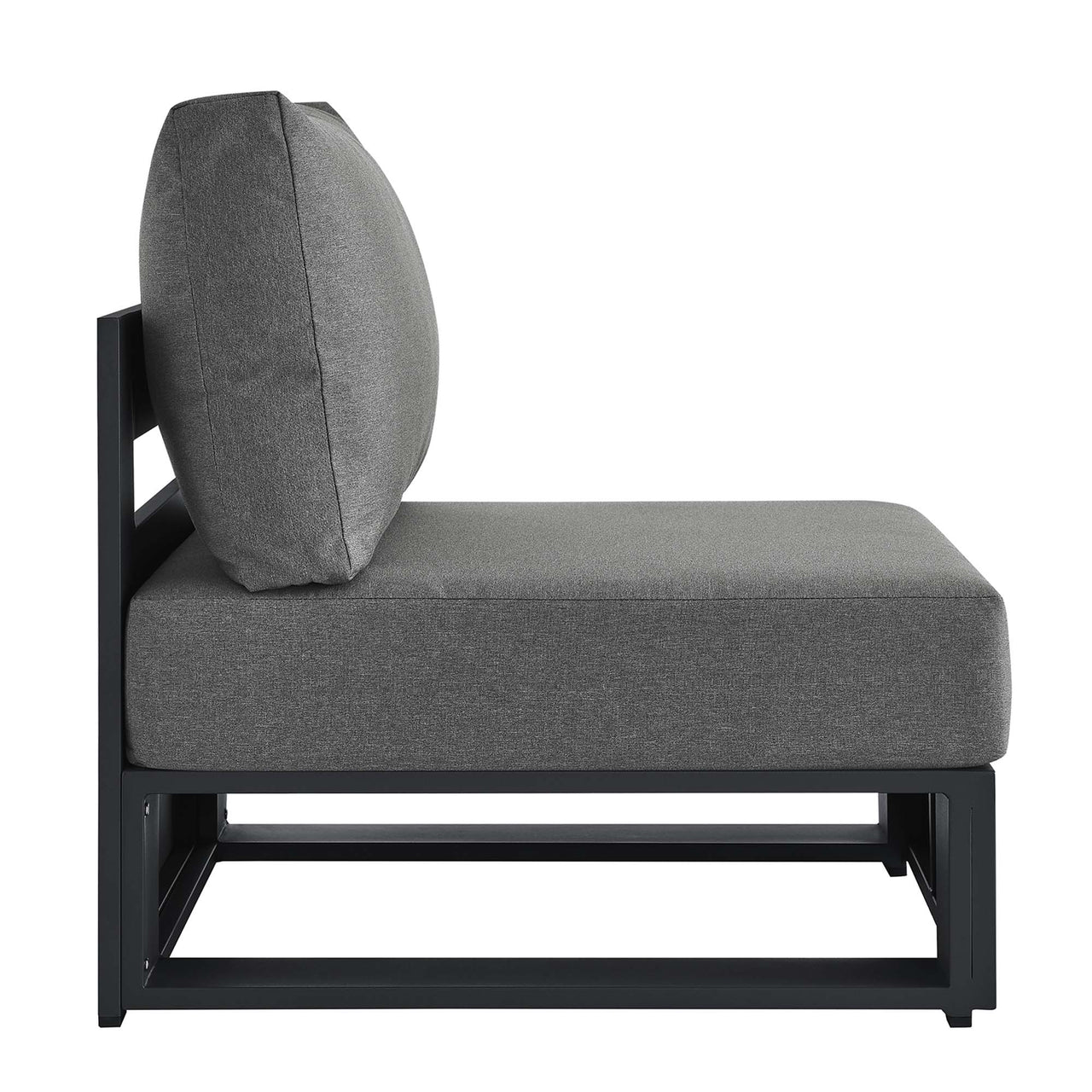 Tahlor Alfresco Powder-Coated Aluminum Armless Chair | Outdoor Modular Sectional Component, Gray & Charcoal