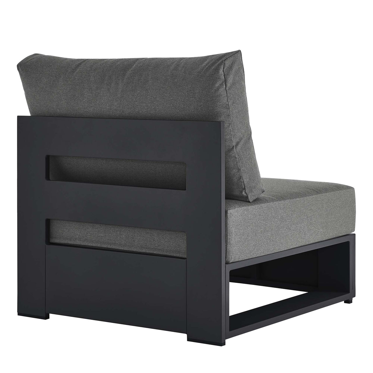 Tahlor Alfresco Powder-Coated Aluminum Armless Chair | Outdoor Modular Sectional Component, Gray & Charcoal