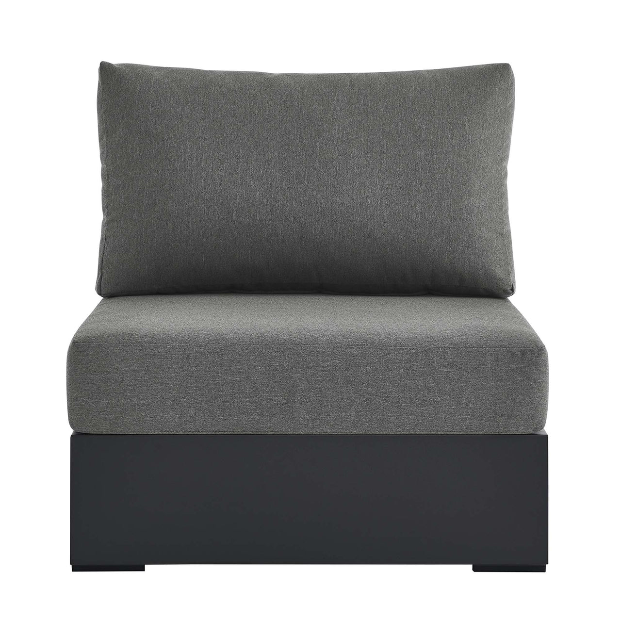 Tahlor Alfresco Powder-Coated Aluminum Armless Chair | Outdoor Modular Sectional Component, Gray & Charcoal
