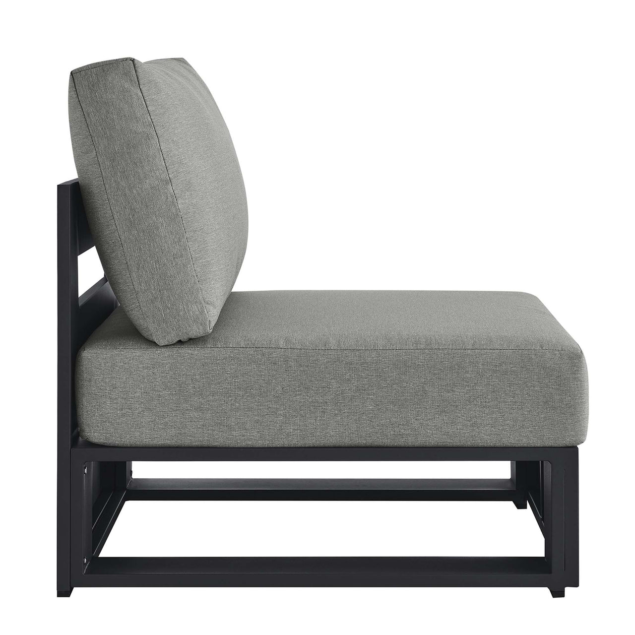 Tahlor Alfresco Powder-Coated Aluminum Armless Chair | Outdoor Modular Sectional Component, Gray