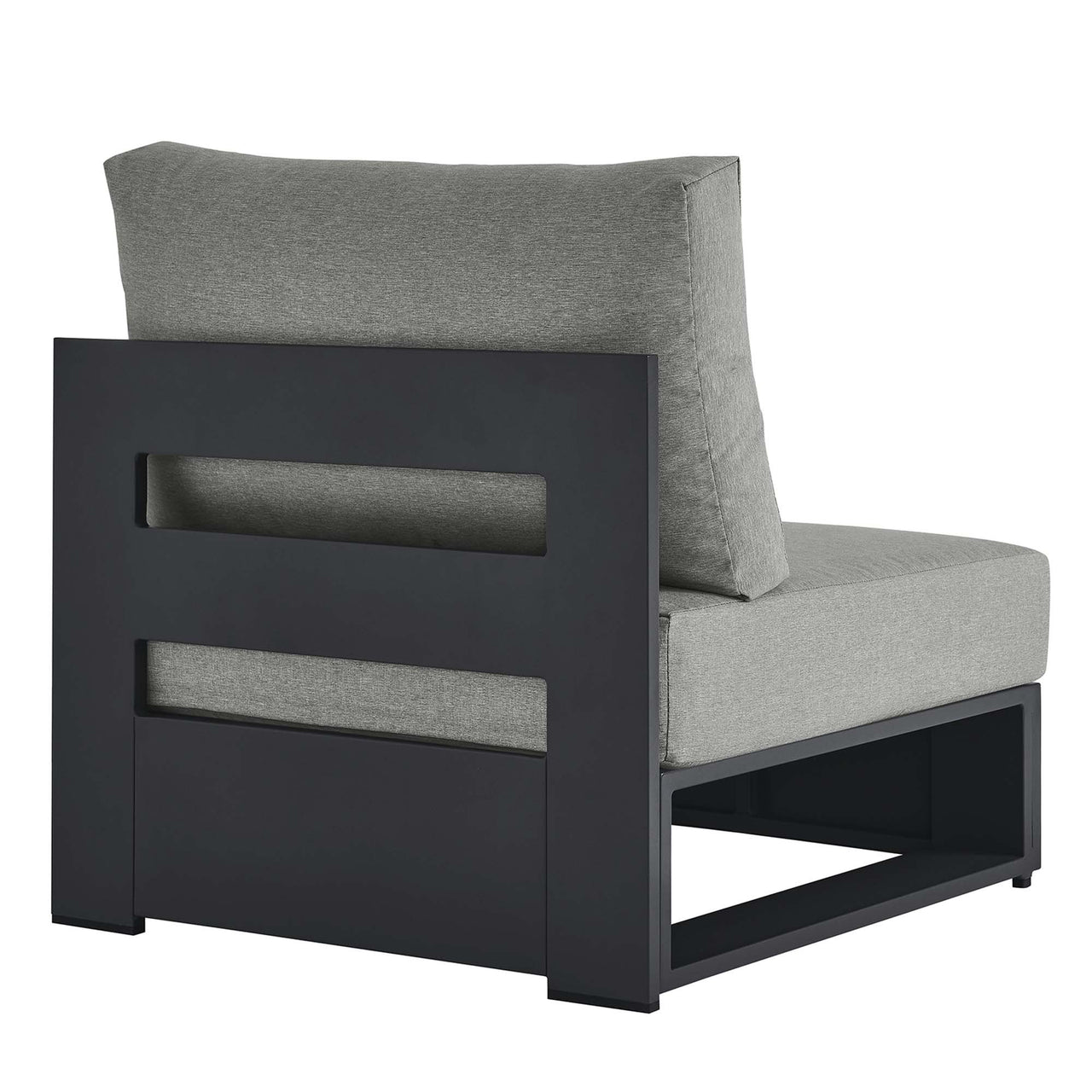 Tahlor Alfresco Powder-Coated Aluminum Armless Chair | Outdoor Modular Sectional Component, Gray