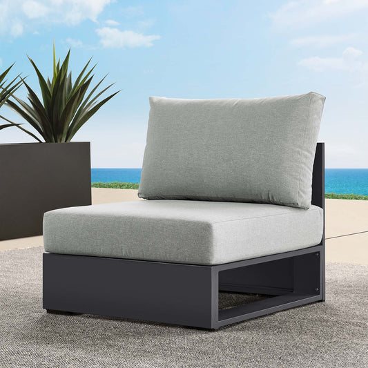 Tahlor Alfresco Powder-Coated Aluminum Armless Chair | Outdoor Modular Sectional Component, Gray