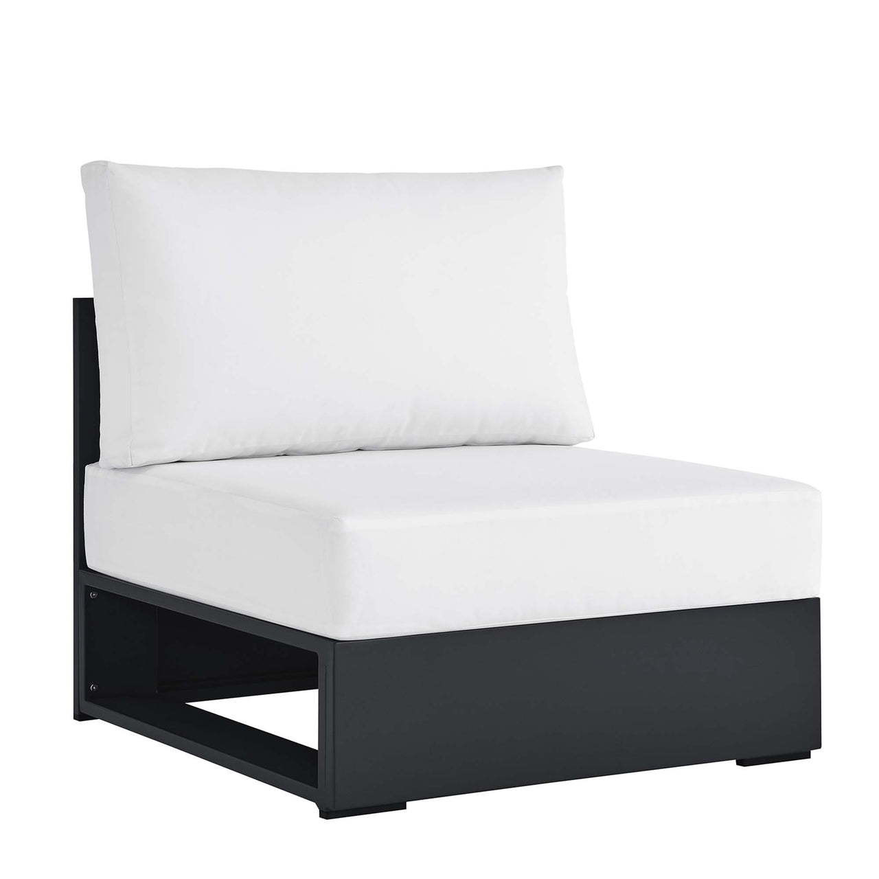 Tahlor Alfresco Powder-Coated Aluminum Armless Chair | Outdoor Modular Sectional Component, Gray & White