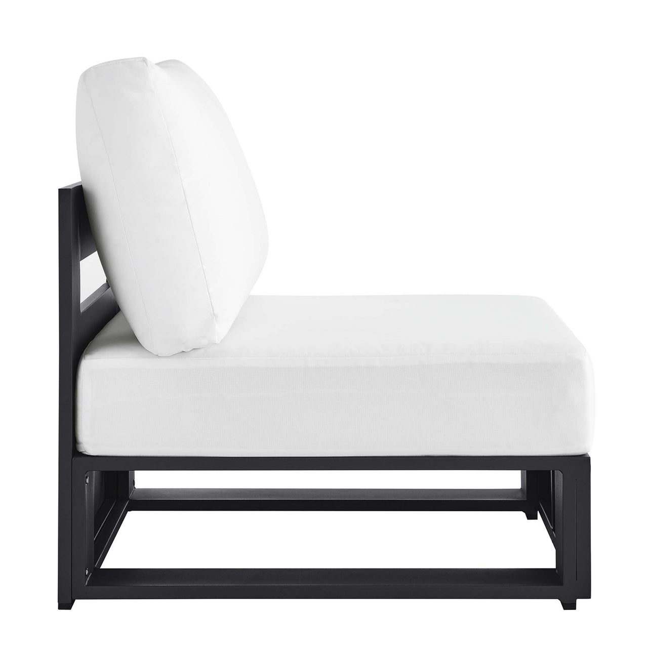 Tahlor Alfresco Powder-Coated Aluminum Armless Chair | Outdoor Modular Sectional Component, Gray & White