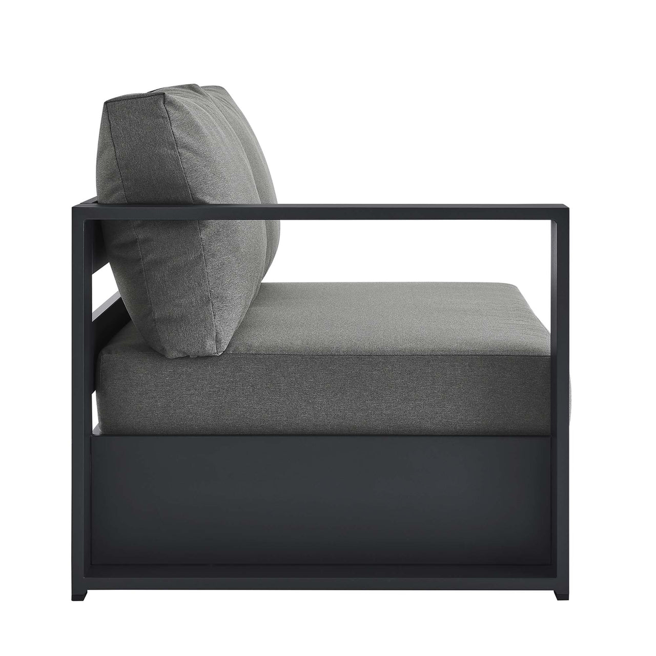 Tahlor Alfresco Powder-Coated Aluminum Left-Facing Loveseat | Outdoor Modular Sectional Component, Gray & Charcoal