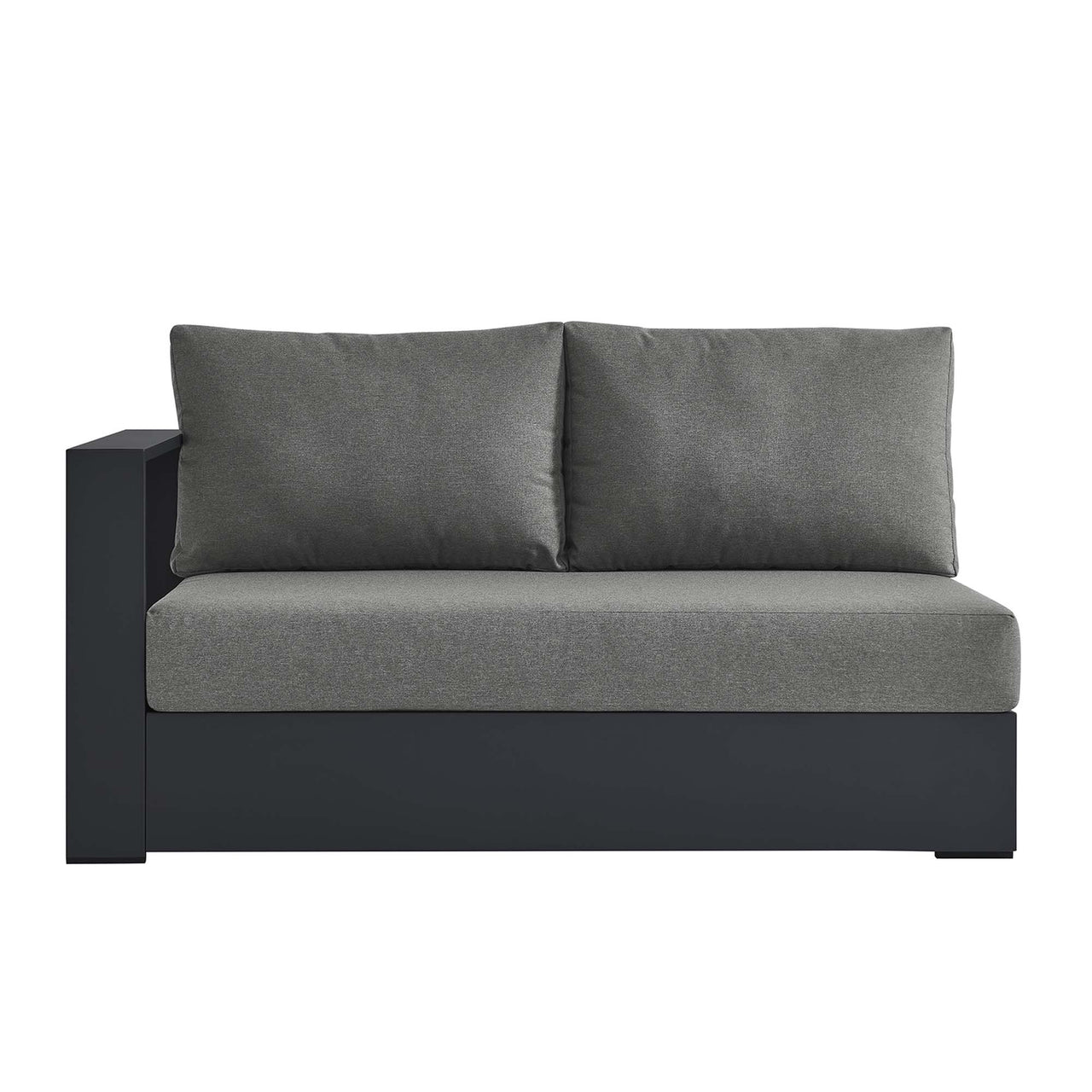 Tahlor Alfresco Powder-Coated Aluminum Left-Facing Loveseat | Outdoor Modular Sectional Component, Gray & Charcoal