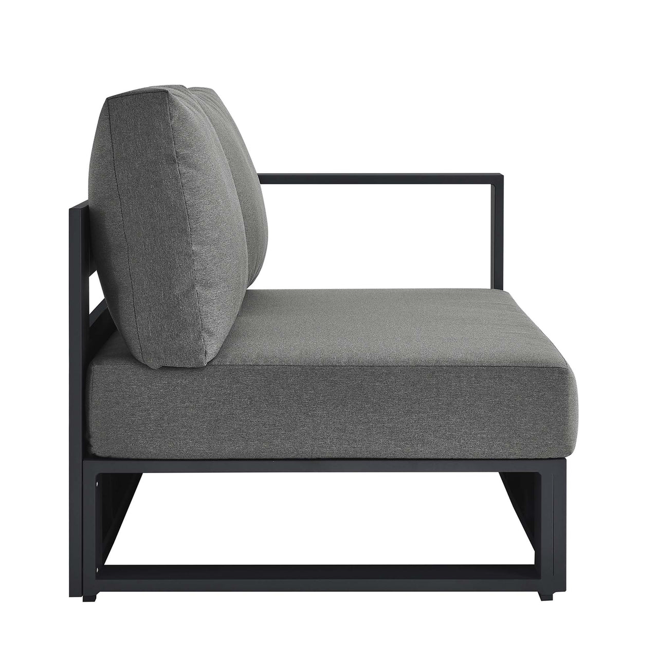 Tahlor Alfresco Powder-Coated Aluminum Right-Facing Loveseat | Outdoor Modular Sectional Component, Gray & Charcoal