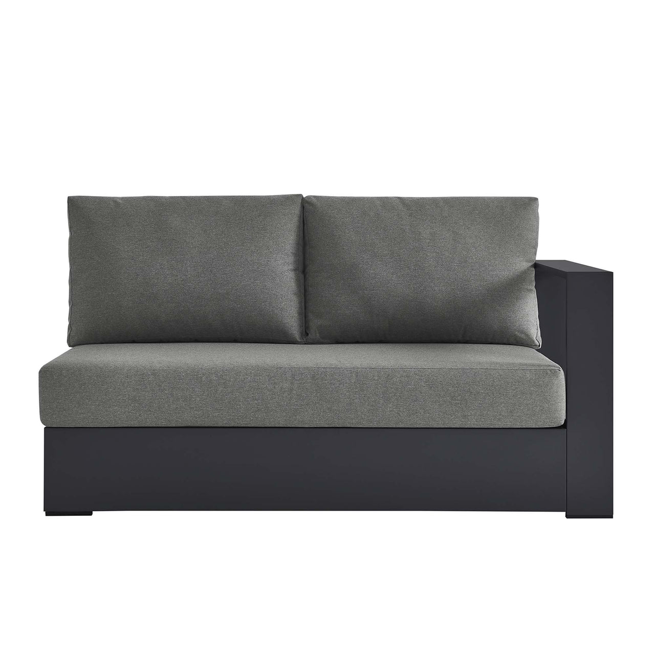 Tahlor Alfresco Powder-Coated Aluminum Right-Facing Loveseat | Outdoor Modular Sectional Component, Gray & Charcoal