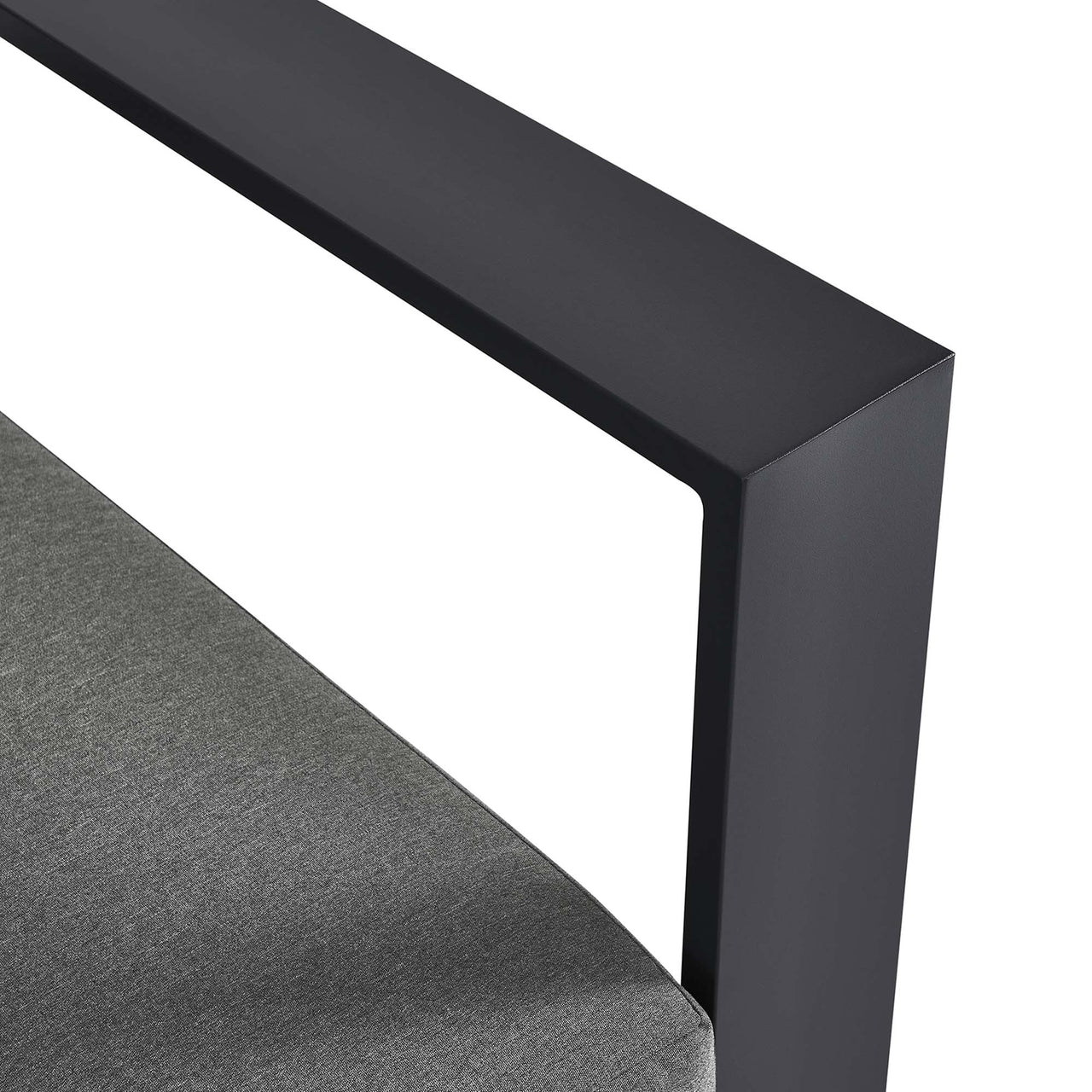 Tahlor Alfresco Powder-Coated Aluminum Right-Facing Loveseat | Outdoor Modular Sectional Component, Gray & Charcoal