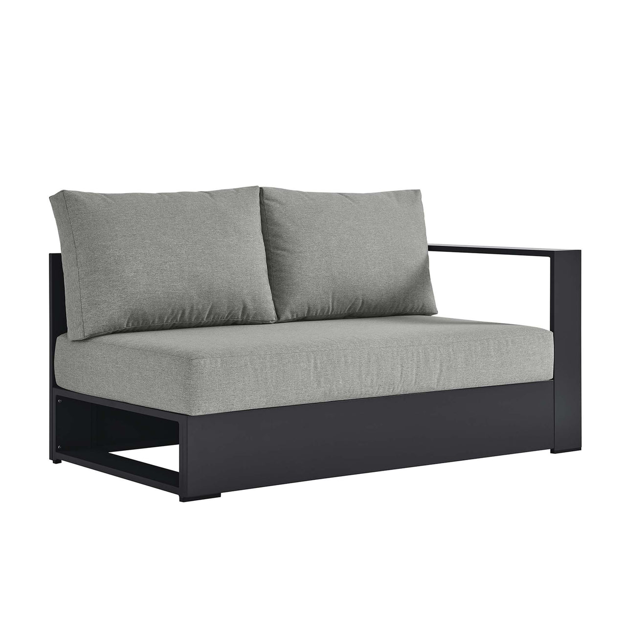 Tahlor Alfresco Powder-Coated Aluminum Right-Facing Loveseat | Outdoor Modular Sectional Component, Gray
