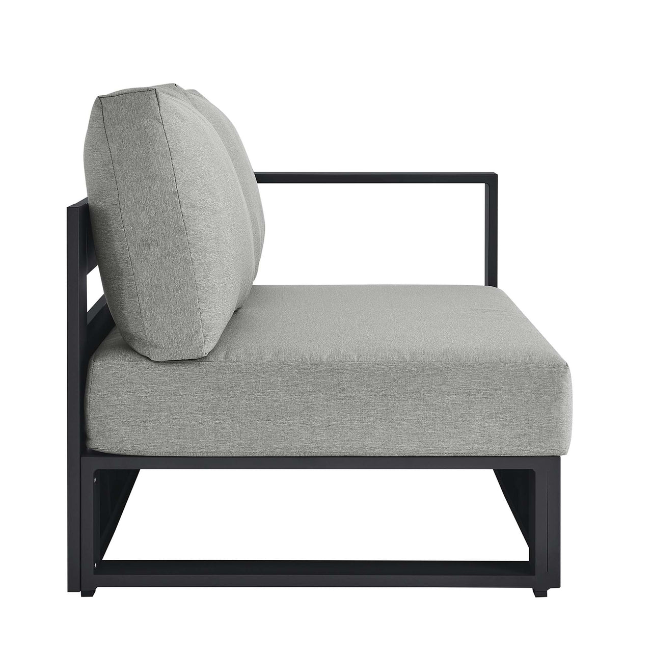 Tahlor Alfresco Powder-Coated Aluminum Right-Facing Loveseat | Outdoor Modular Sectional Component, Gray