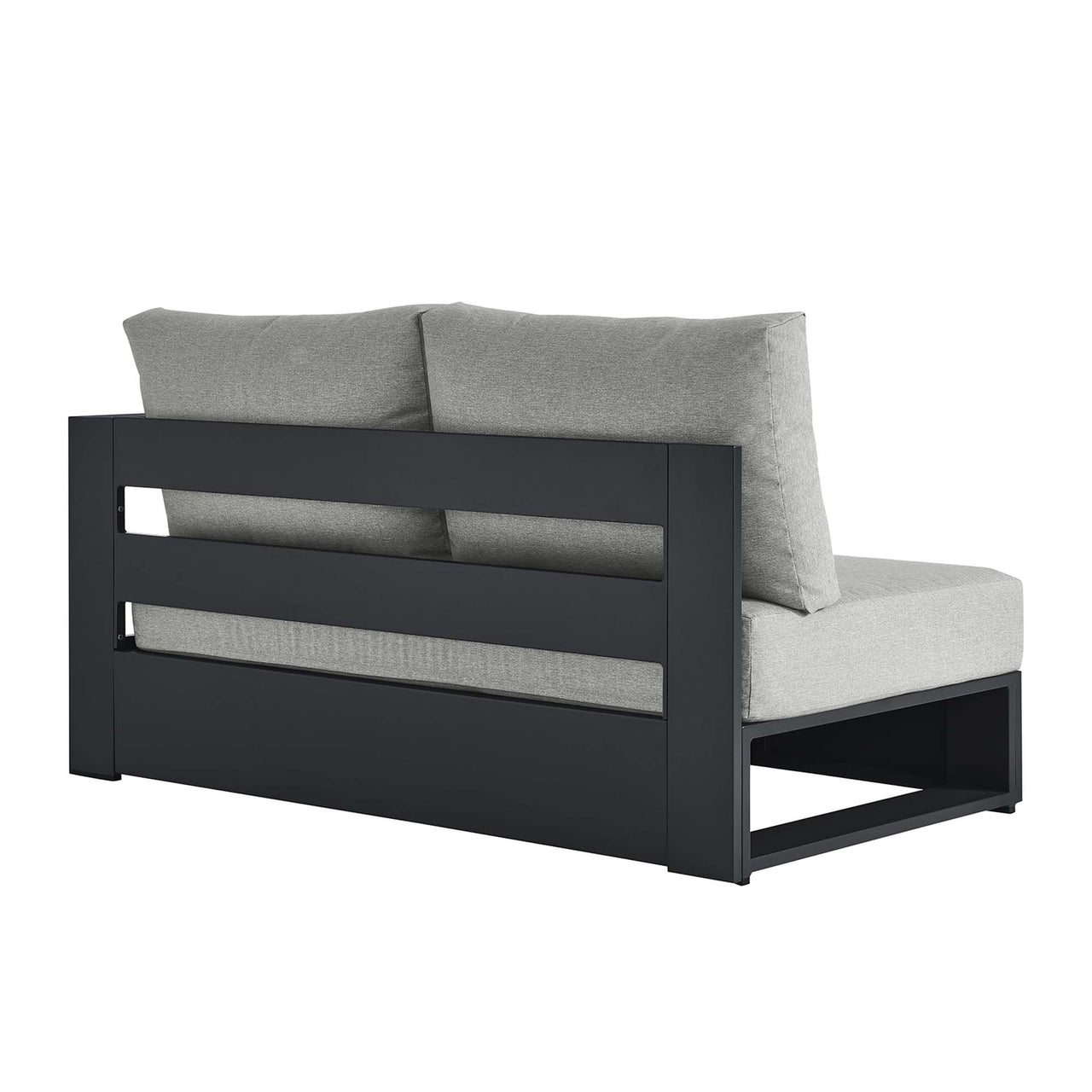 Tahlor Alfresco Powder-Coated Aluminum Right-Facing Loveseat | Outdoor Modular Sectional Component, Gray