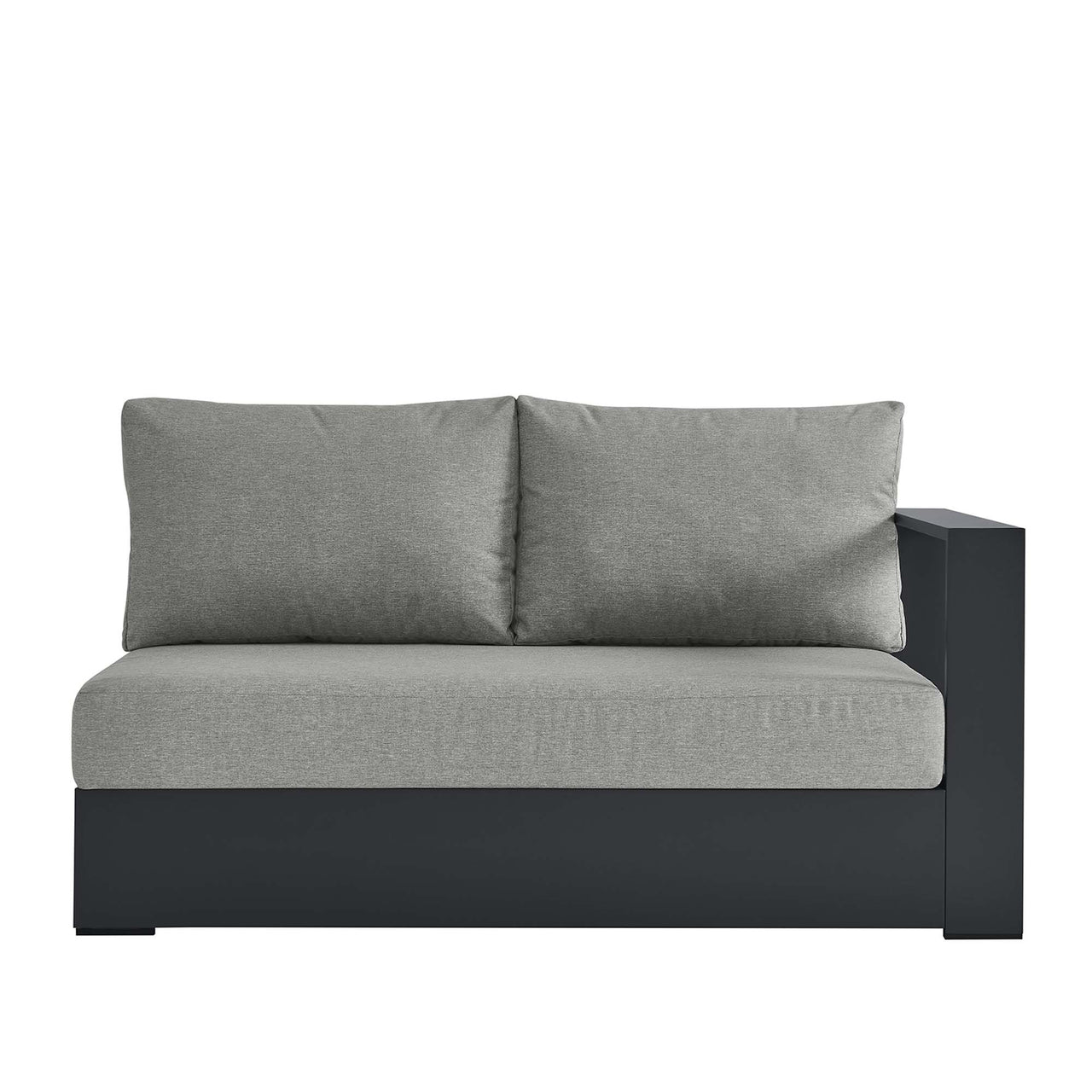 Tahlor Alfresco Powder-Coated Aluminum Right-Facing Loveseat | Outdoor Modular Sectional Component, Gray