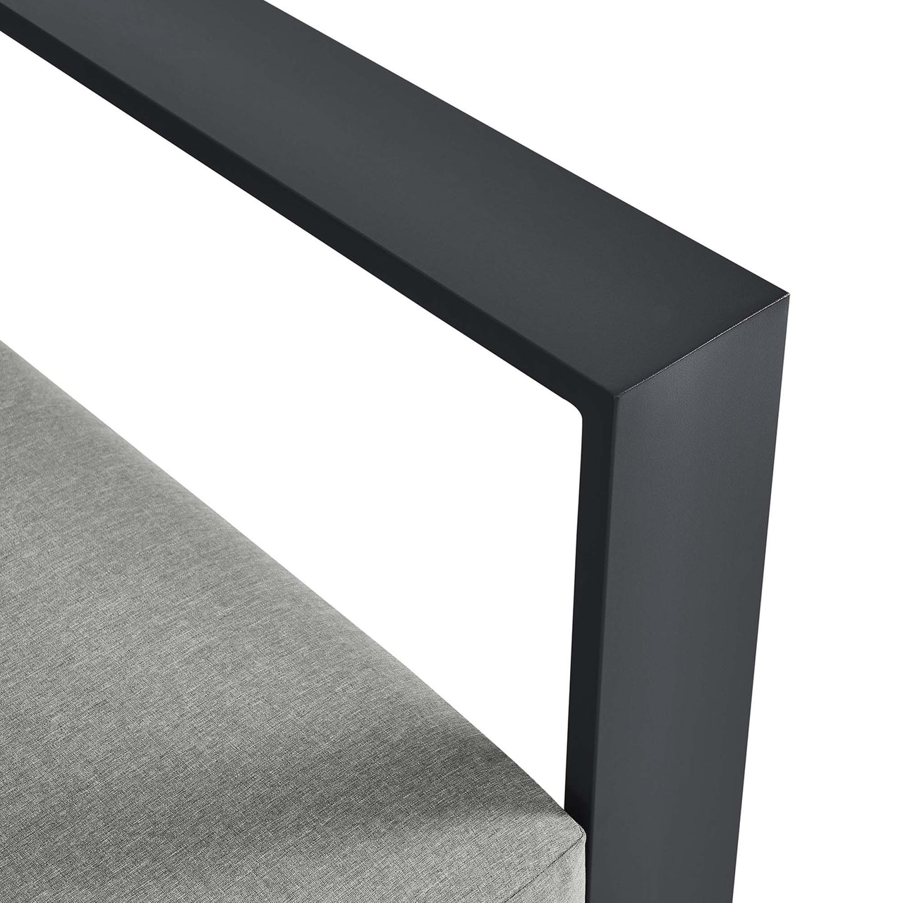 Tahlor Alfresco Powder-Coated Aluminum Right-Facing Loveseat | Outdoor Modular Sectional Component, Gray