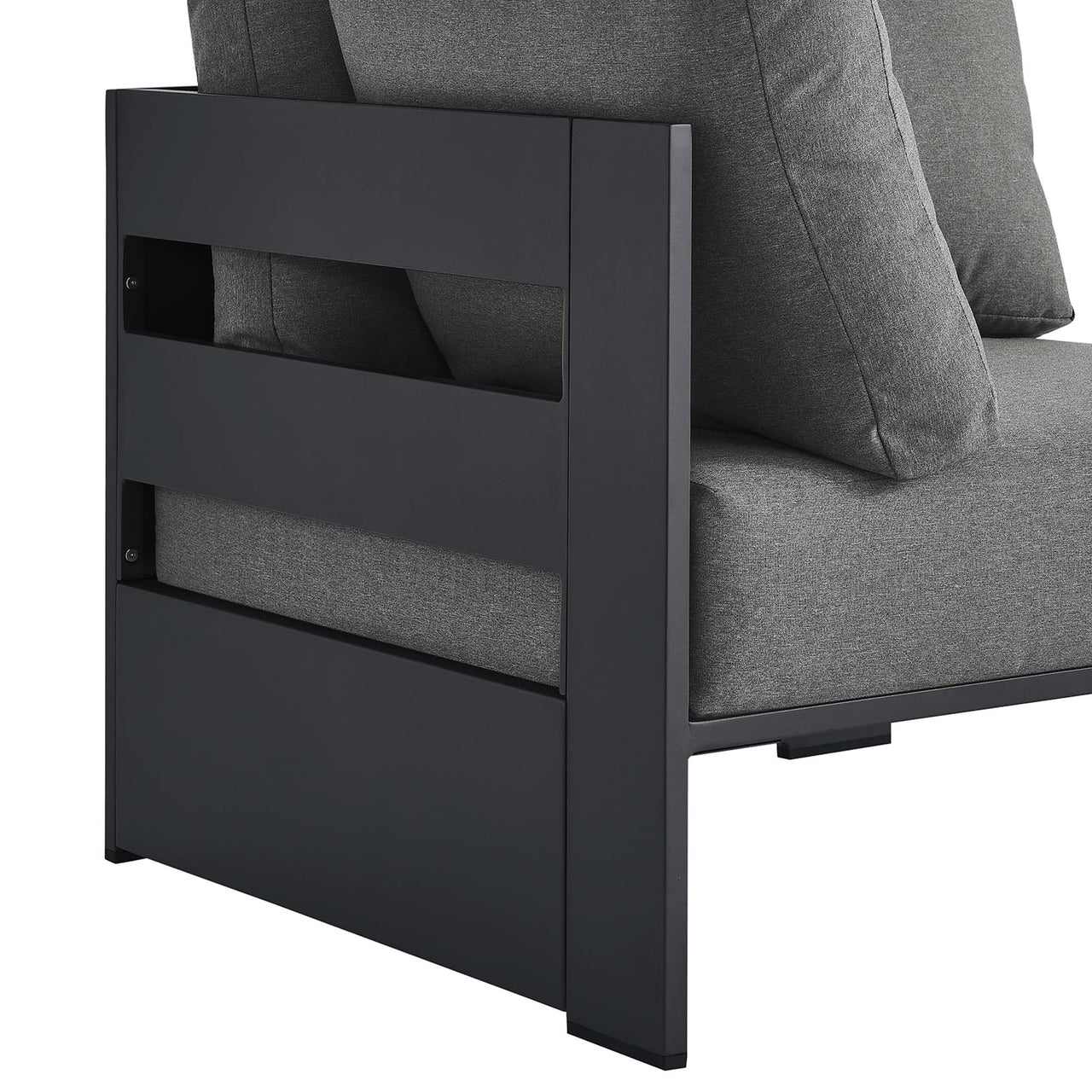 Tahlor Alfresco Powder-Coated Aluminum Corner Chair | Outdoor Modular Sectional Component, Gray & Charcoal