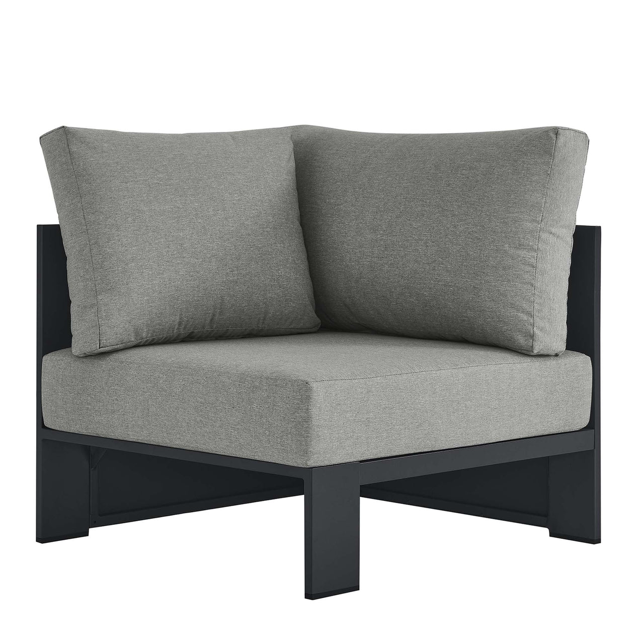 Tahlor Alfresco Powder-Coated Aluminum Corner Chair | Outdoor Modular Sectional Component, Gray