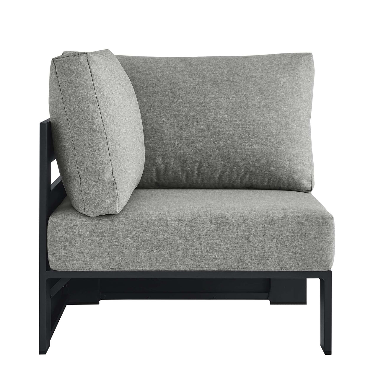 Tahlor Alfresco Powder-Coated Aluminum Corner Chair | Outdoor Modular Sectional Component, Gray