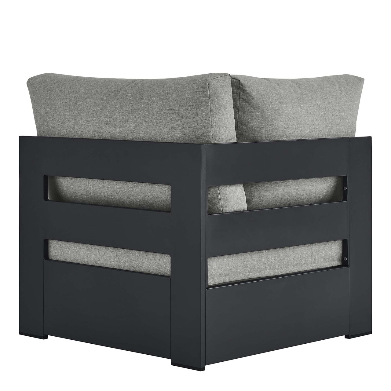Tahlor Alfresco Powder-Coated Aluminum Corner Chair | Outdoor Modular Sectional Component, Gray