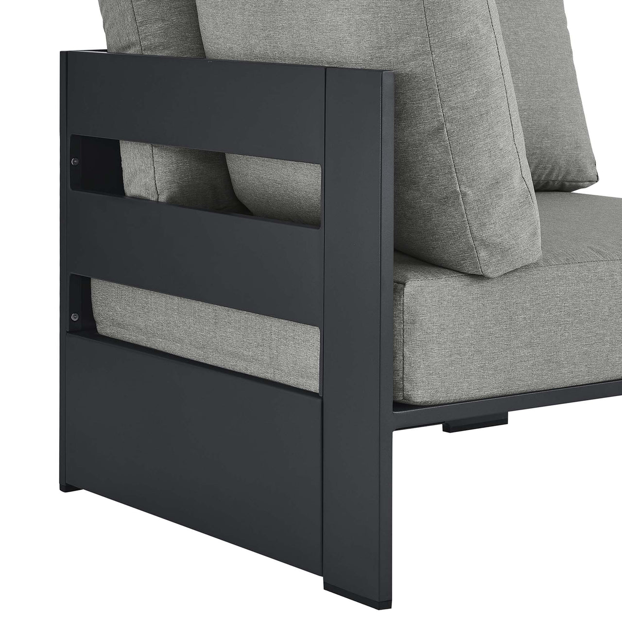 Tahlor Alfresco Powder-Coated Aluminum Corner Chair | Outdoor Modular Sectional Component, Gray