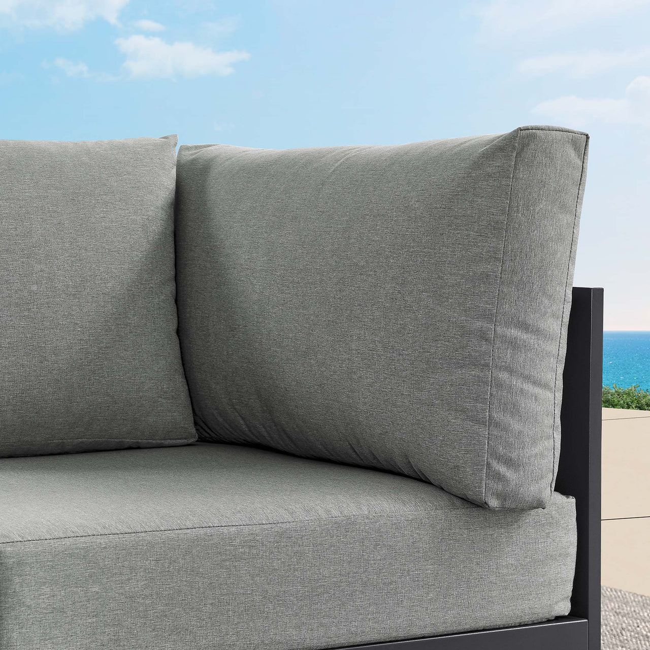 Tahlor Alfresco Powder-Coated Aluminum Corner Chair | Outdoor Modular Sectional Component, Gray