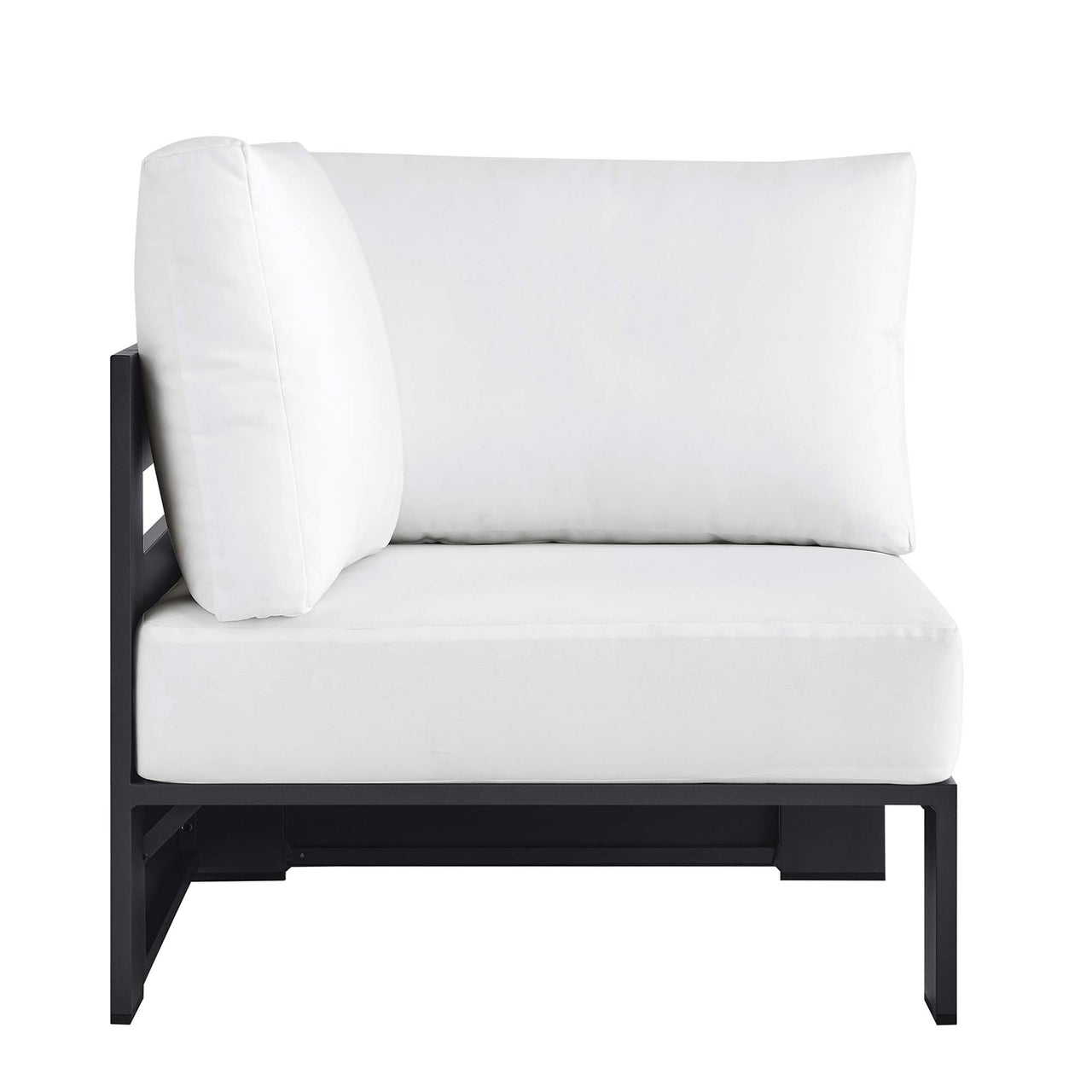 Tahlor Alfresco Powder-Coated Aluminum Corner Chair | Outdoor Modular Sectional Component, Gray & White