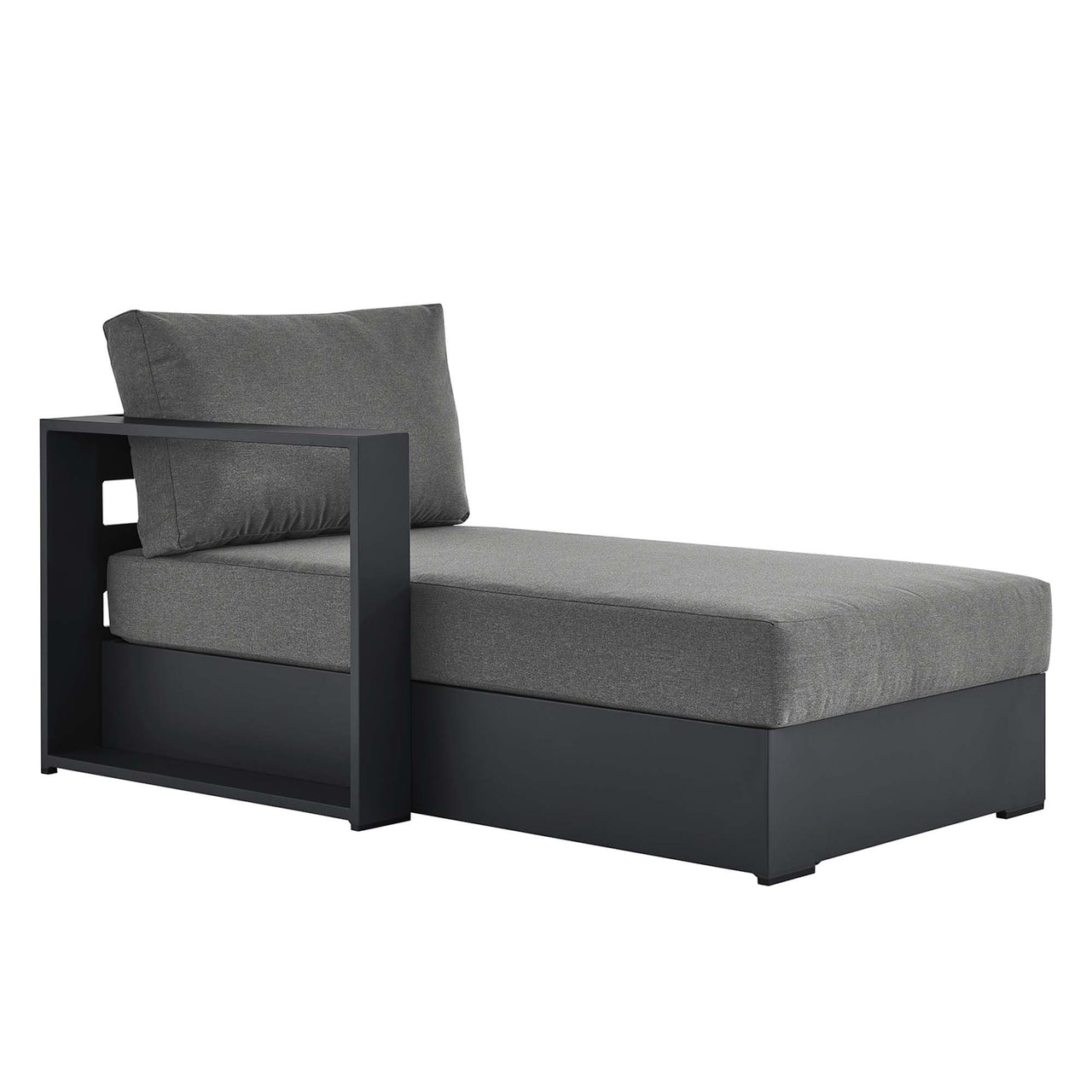 Tahlor Alfresco Powder-Coated Aluminum Left-Facing Chaise Lounge | Outdoor Modular Sectional Component, Gray & Charcoal