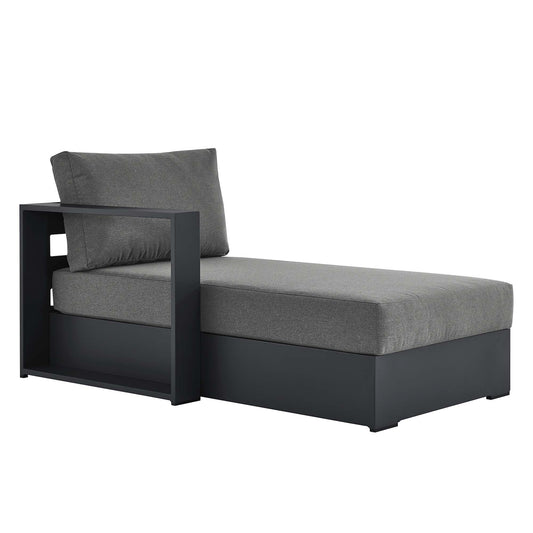 Tahlor Alfresco Powder-Coated Aluminum Left-Facing Chaise Lounge | Outdoor Modular Sectional Component, Gray & Charcoal