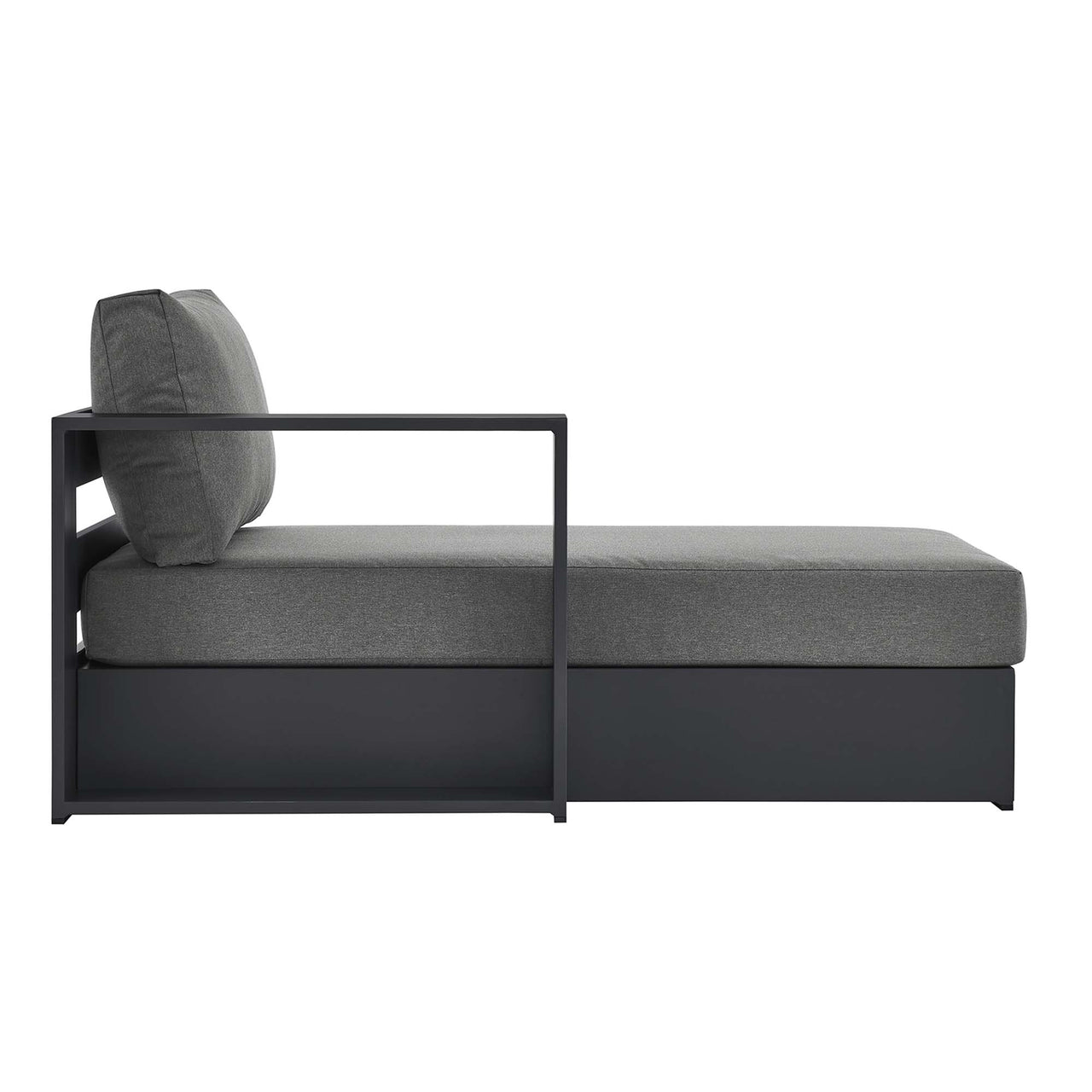 Tahlor Alfresco Powder-Coated Aluminum Left-Facing Chaise Lounge | Outdoor Modular Sectional Component, Gray & Charcoal