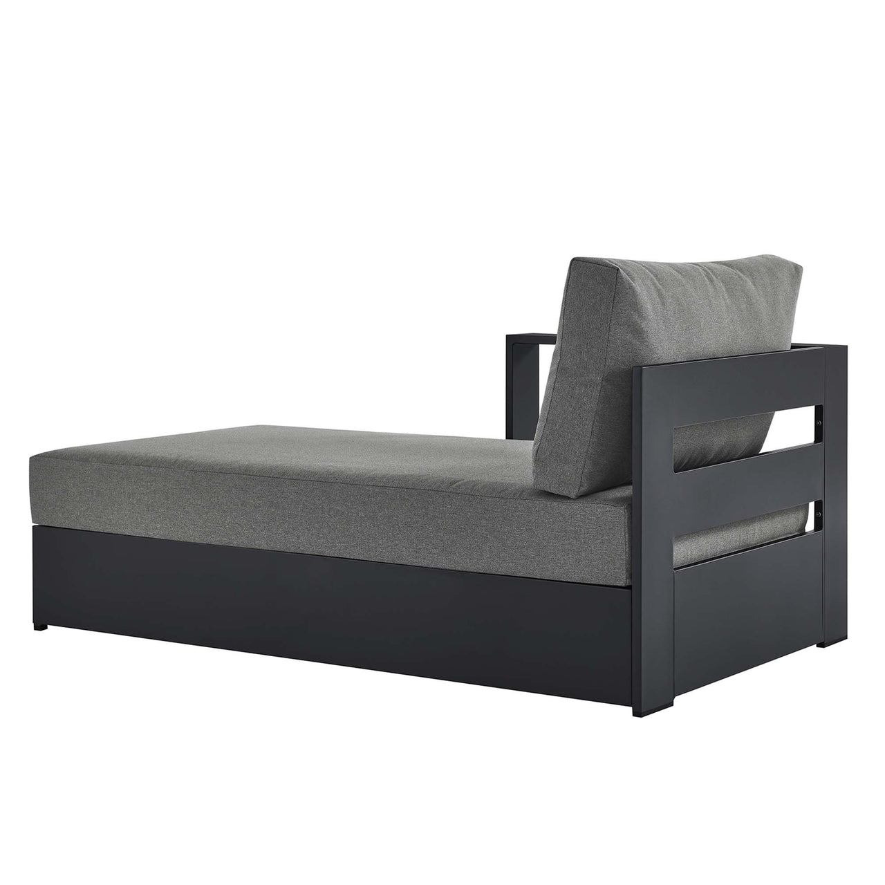Tahlor Alfresco Powder-Coated Aluminum Left-Facing Chaise Lounge | Outdoor Modular Sectional Component, Gray & Charcoal