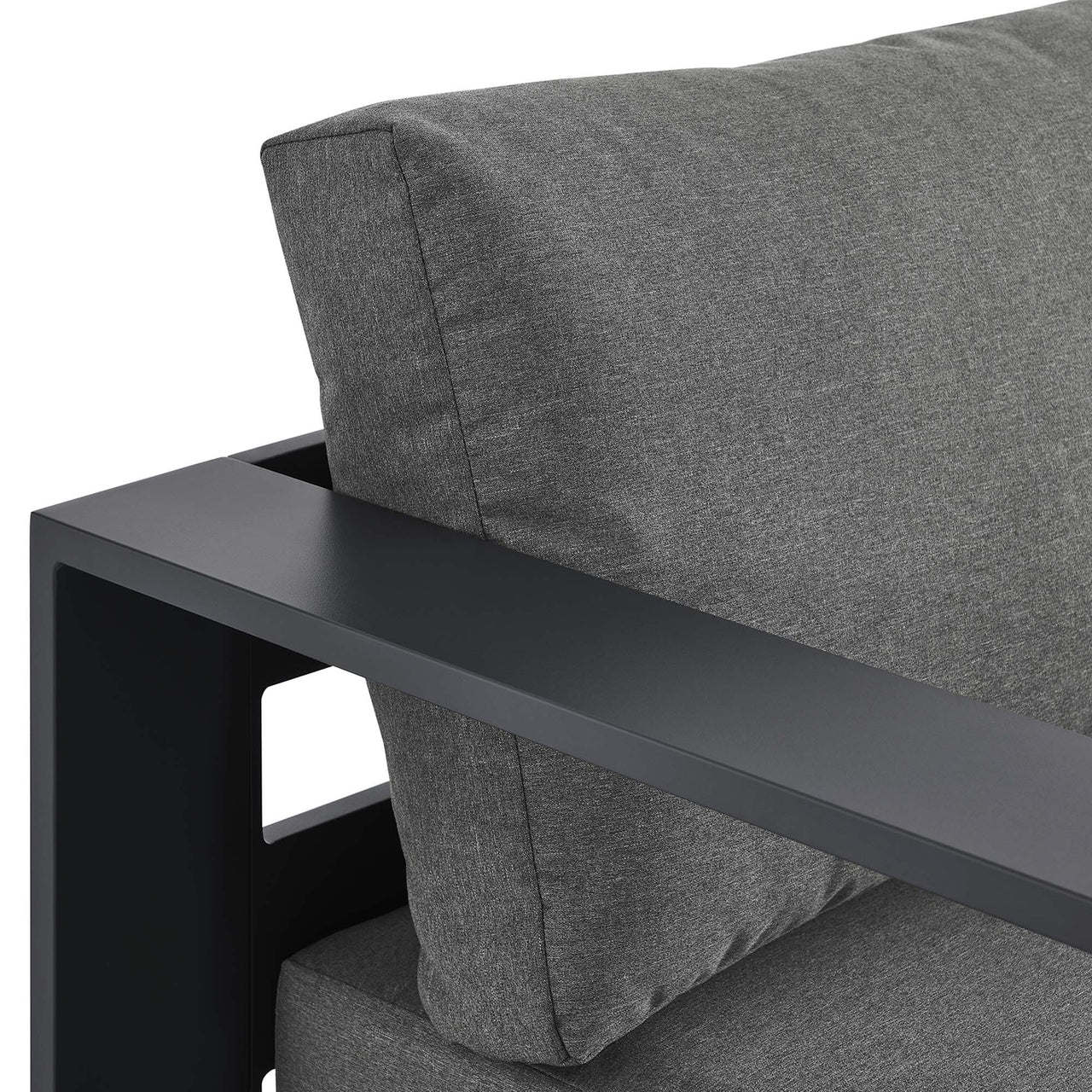 Tahlor Alfresco Powder-Coated Aluminum Left-Facing Chaise Lounge | Outdoor Modular Sectional Component, Gray & Charcoal